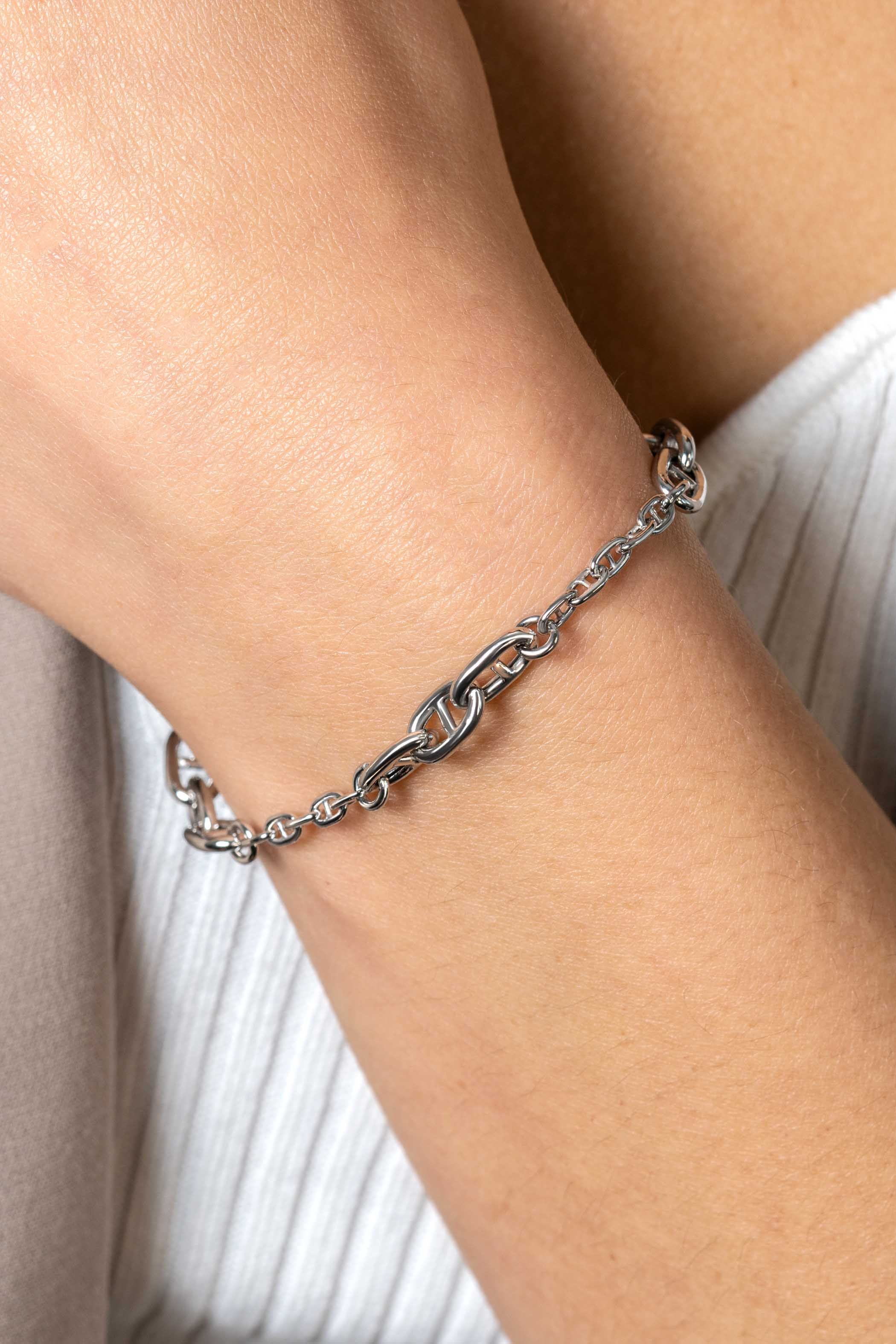 ZINZI zlv. armband fant.brede en smalle schakels