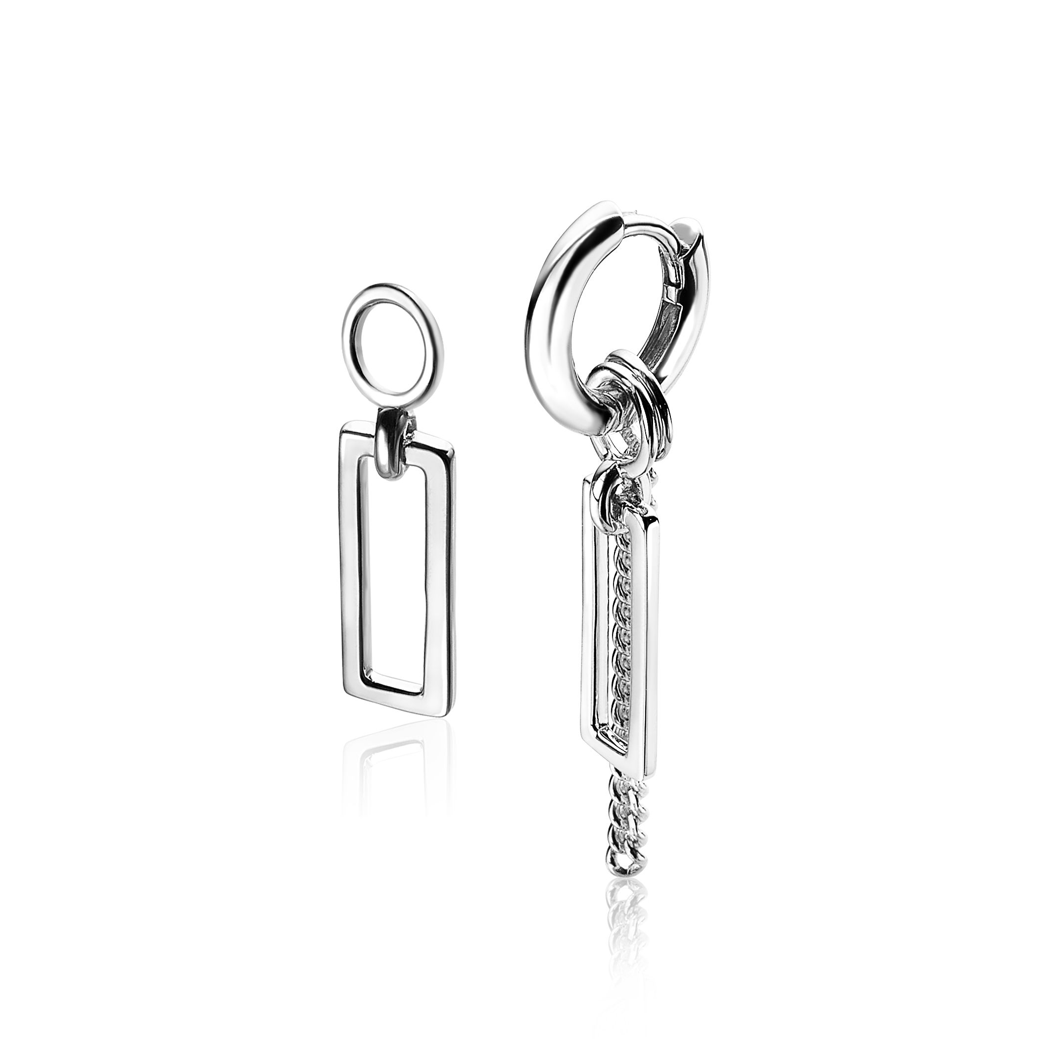 ZINZI silberne Ohrhänger offen Rechteck 14mm ZICH1692