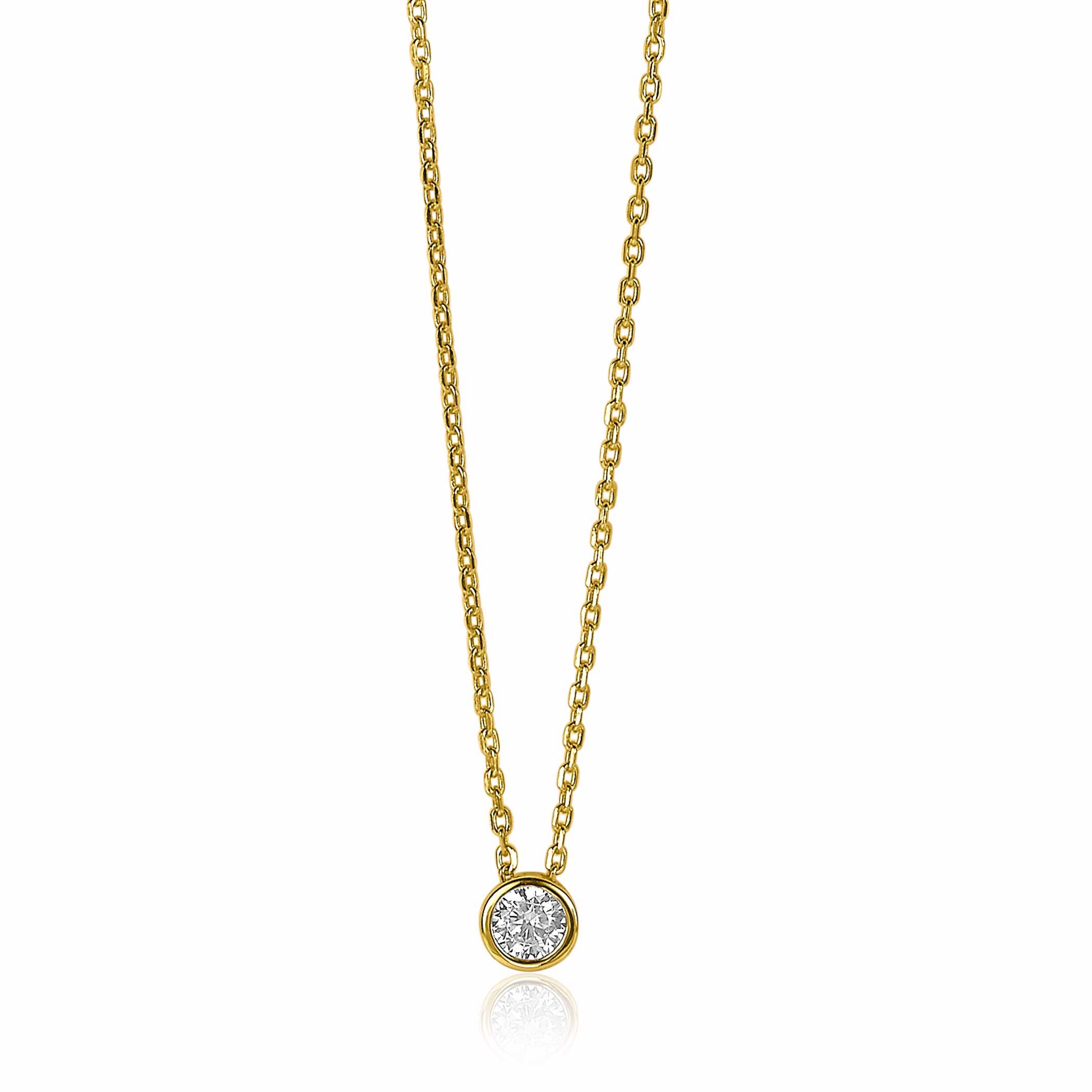 ZINZI silberne Kette 14K gelb vergoldet mit Anhänger rund 40-43cm ZIC1393Y