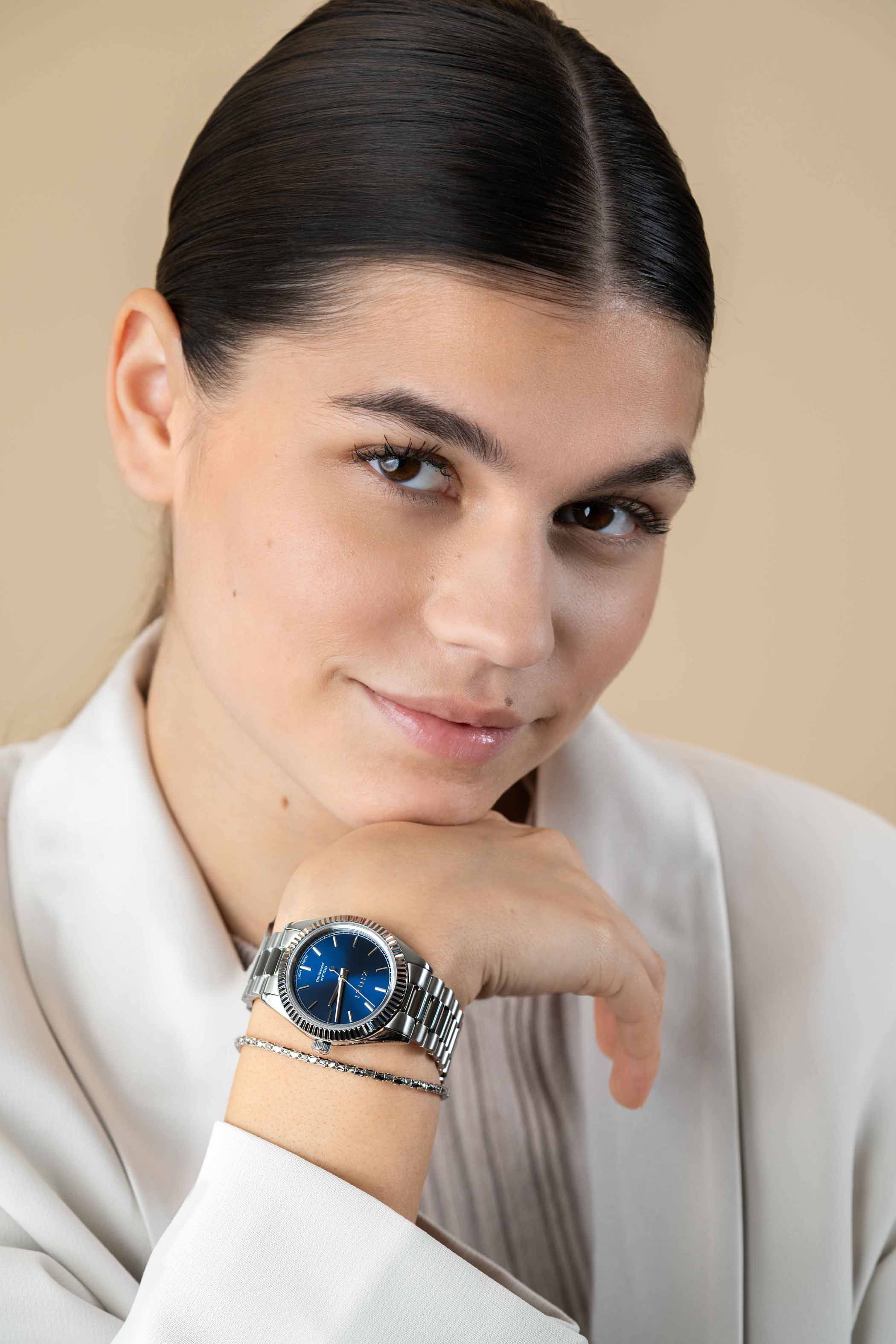 Zinzi horloge Solaris blauwe w.pl. st bnd 35mm