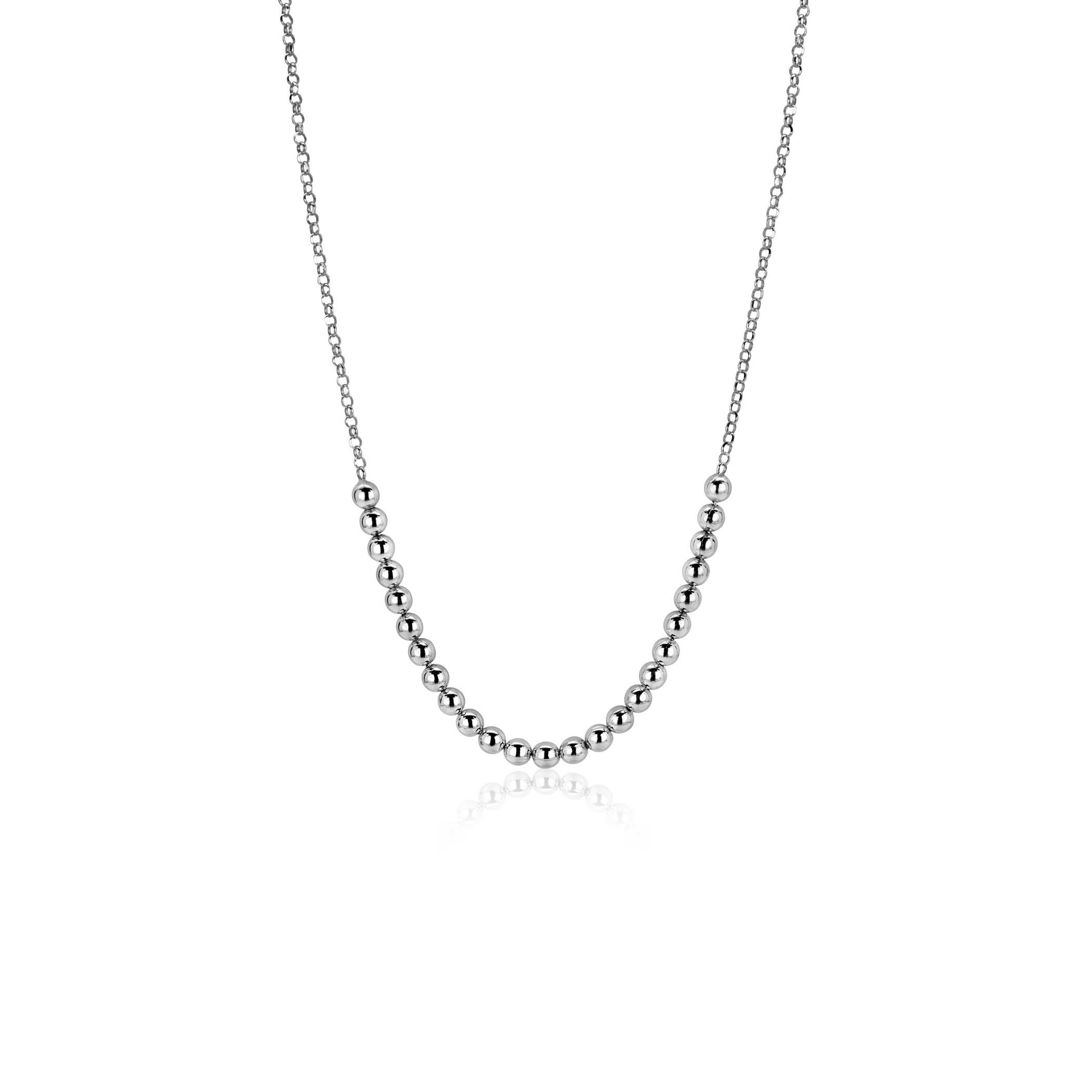 ZINZI Silberkette mit Kugelgliedern in der Mitte, 4 mm breit, 42-45 cm ZIC2659