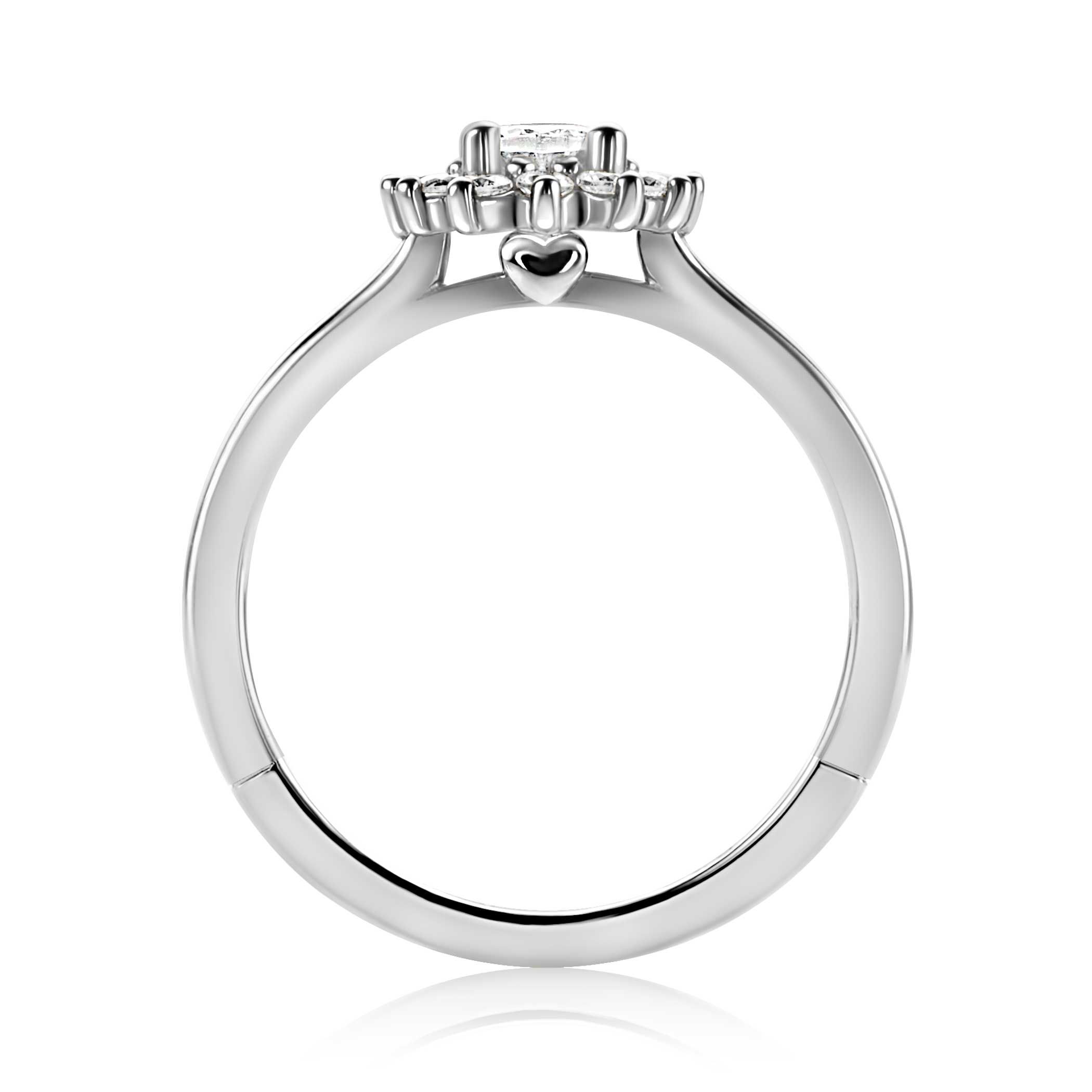 ZINZI Silberner Entourage-Verlobungsring mit einer großen ovalen weißen Zirkonia (11mm) und einem kleinen Herz an der Seite ZIR2699