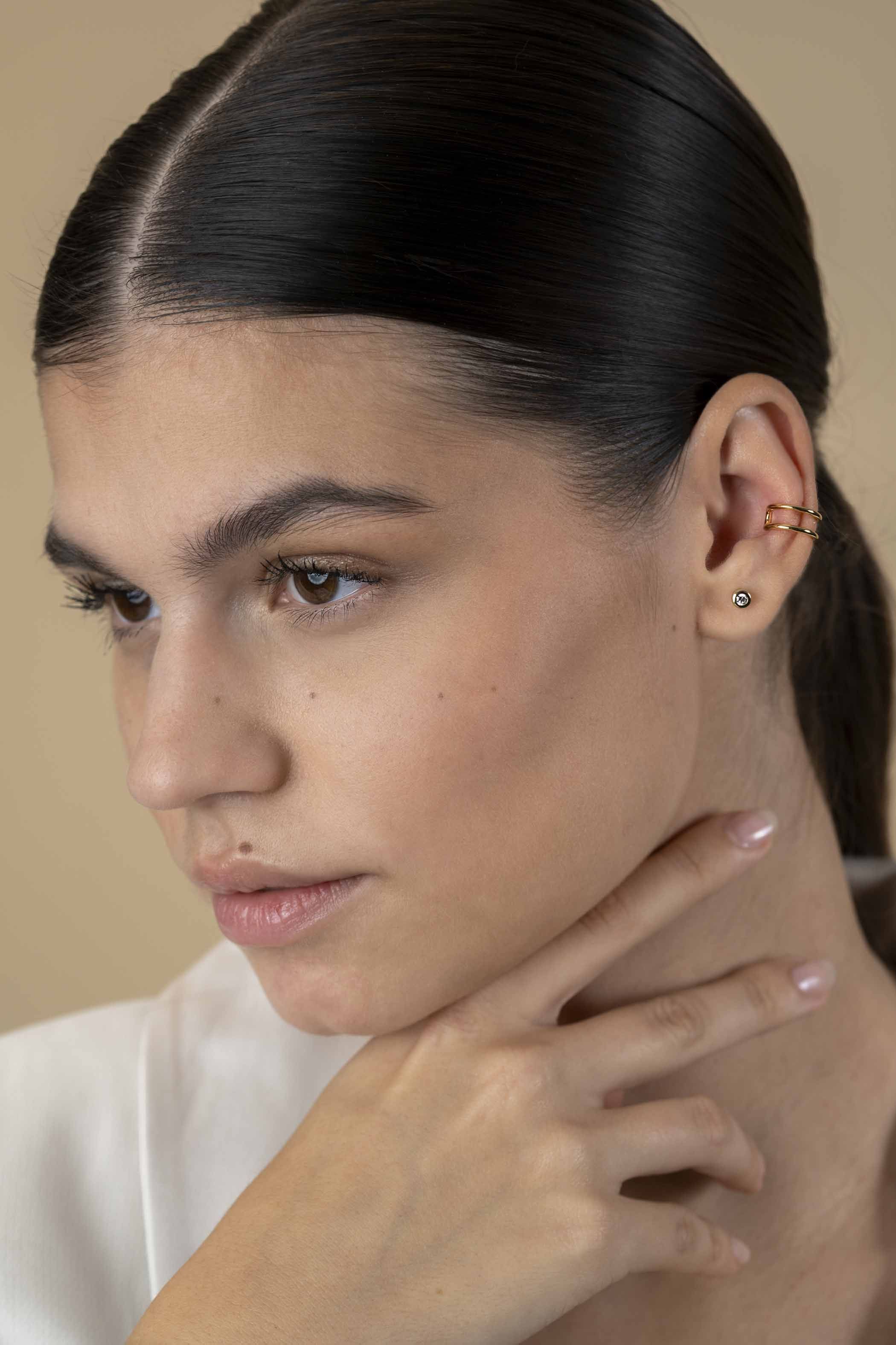 ZINZI zlv. earcuff gg.verg. dubbel glad