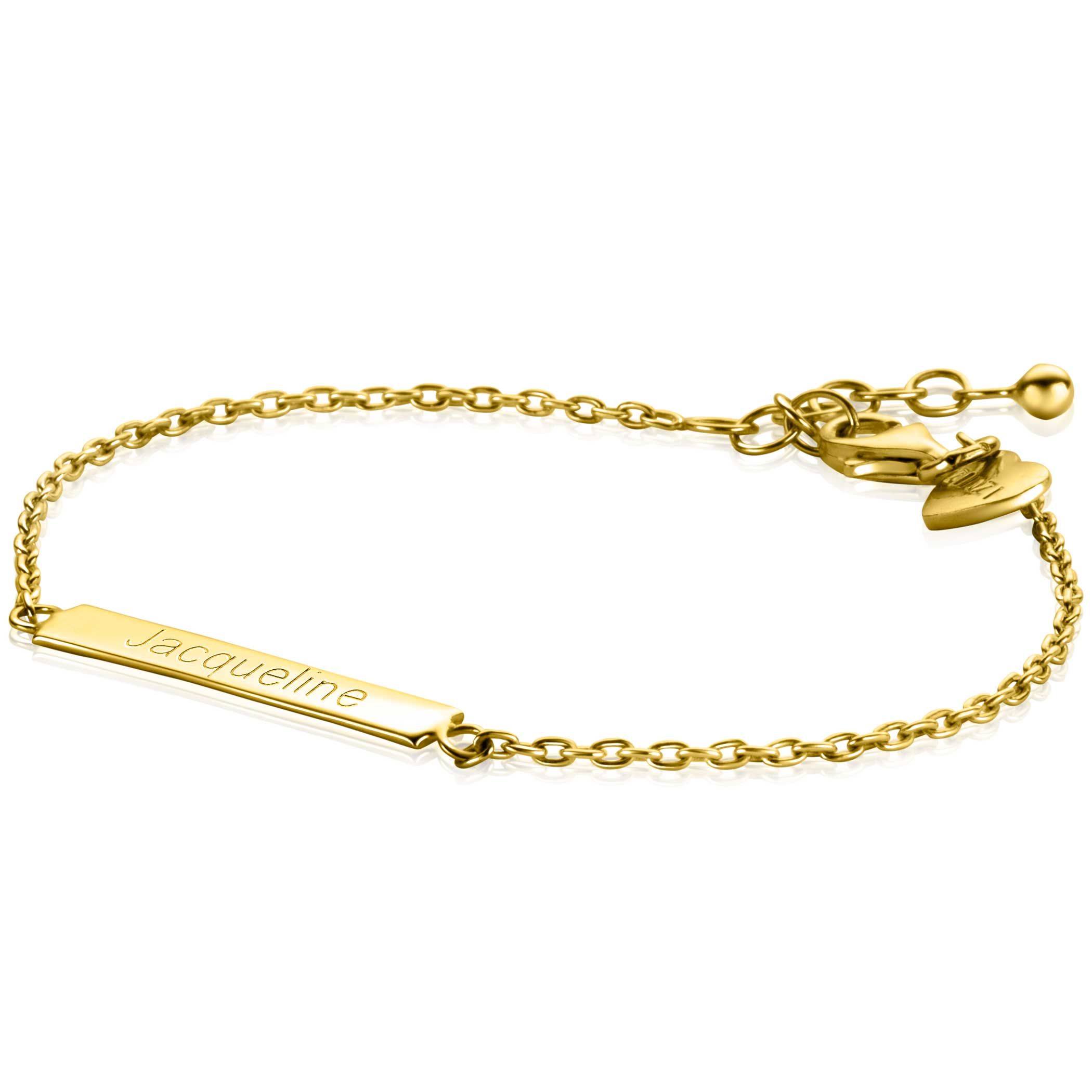 ZINZI zlv. armband geel verguld met recht plaatje