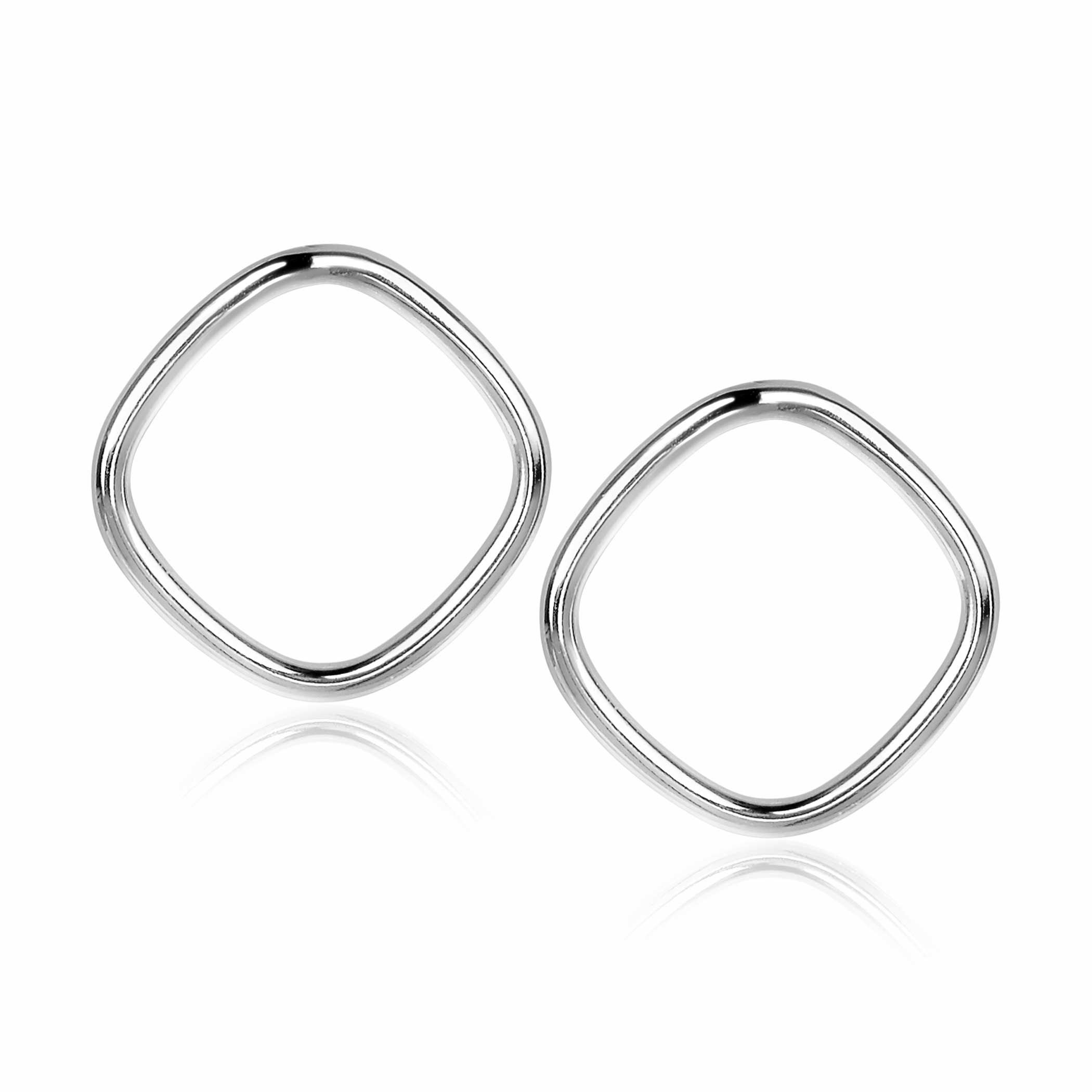 ZINZI silberne trendy Ohrstecker 23mm quadratisch offen ZIO2094