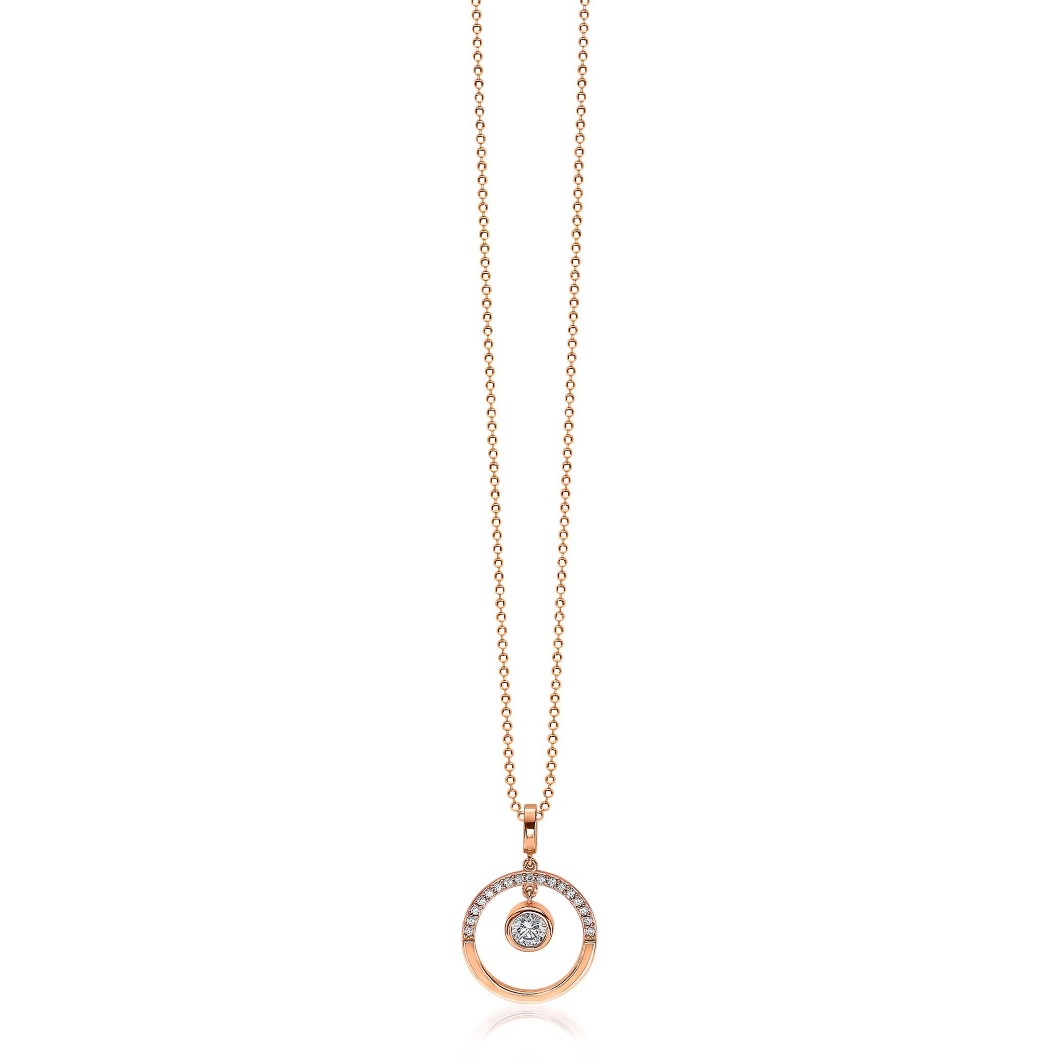 ZINZI silberner Anhänger rosé vergoldet offen rund weiß 18mm ZIH1813R
