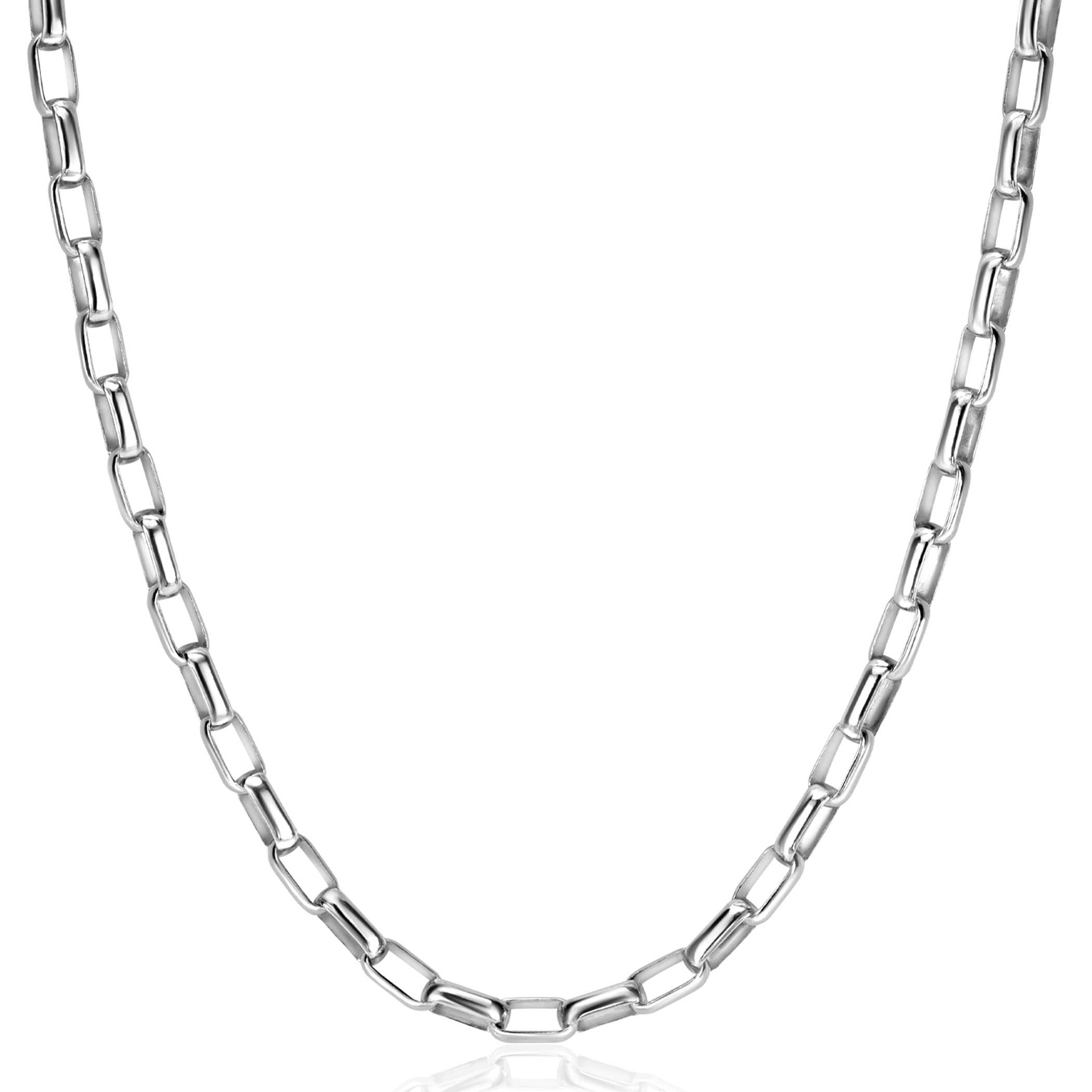 ZINZI zlv. collier met rechthoek open schakels