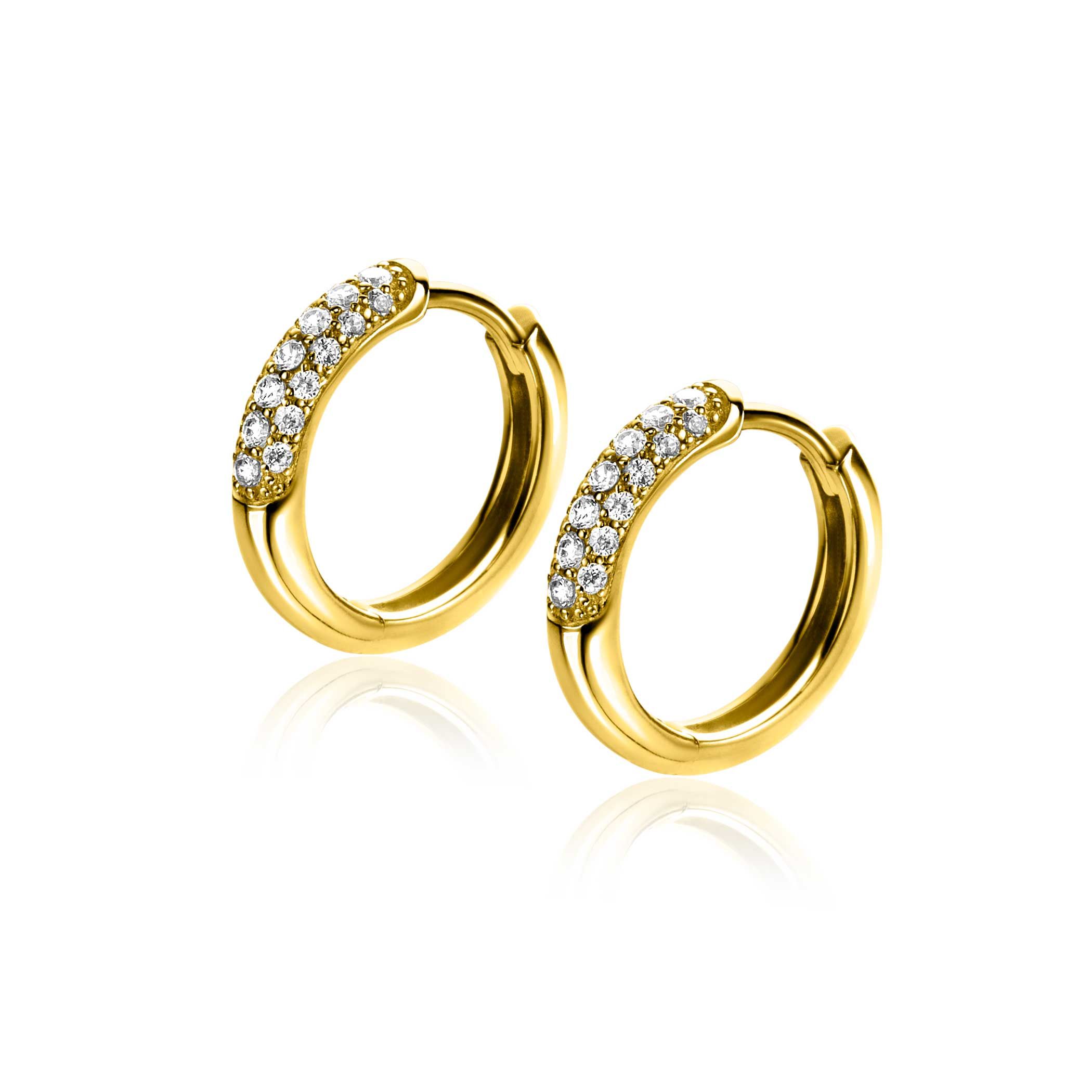 ZINZI zlv. creolen gg.verg. pave/zirc. 15x3mm