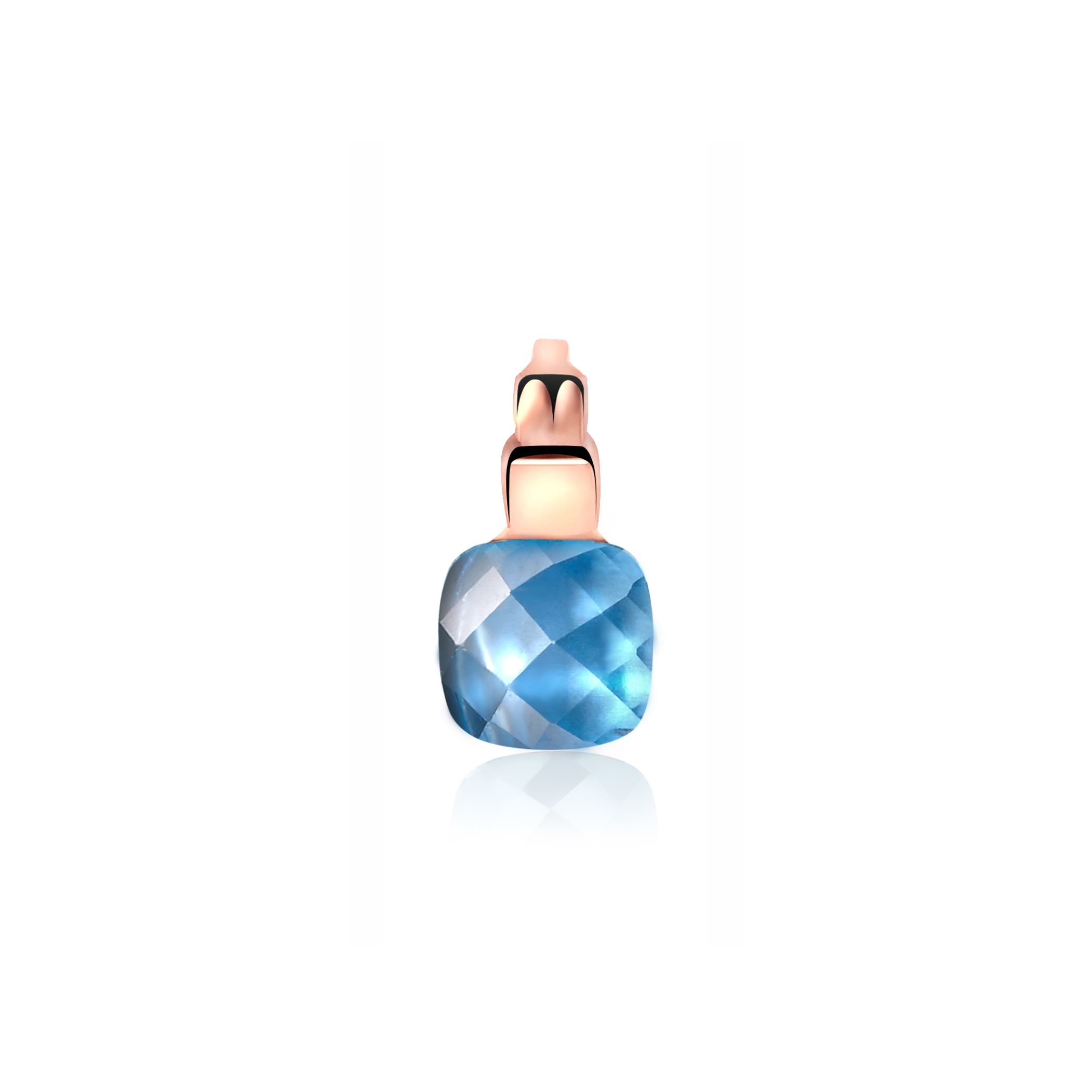 ZINZI silberner quadratischer Anhänger rosé vergoldet blau ZIH1111B