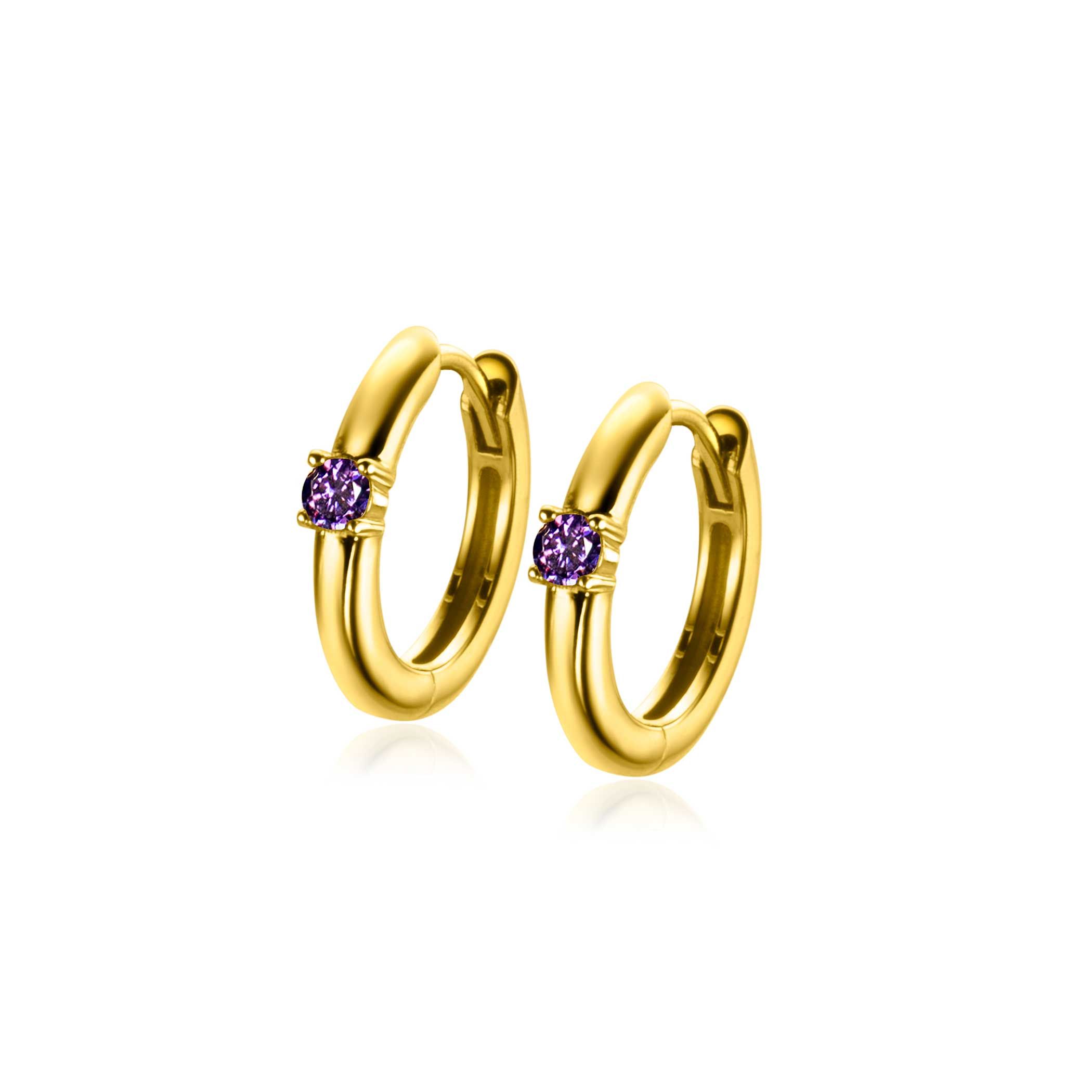 ZINZI zlv. oorringen gg.verg birthstones amethist cz