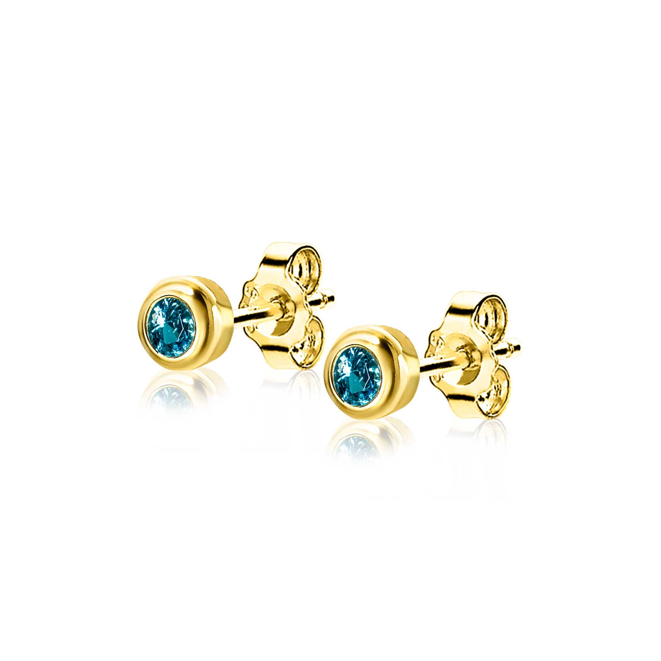 ZINZI zlv. oorkn. gg.verg.birthstones aquamarijn cz