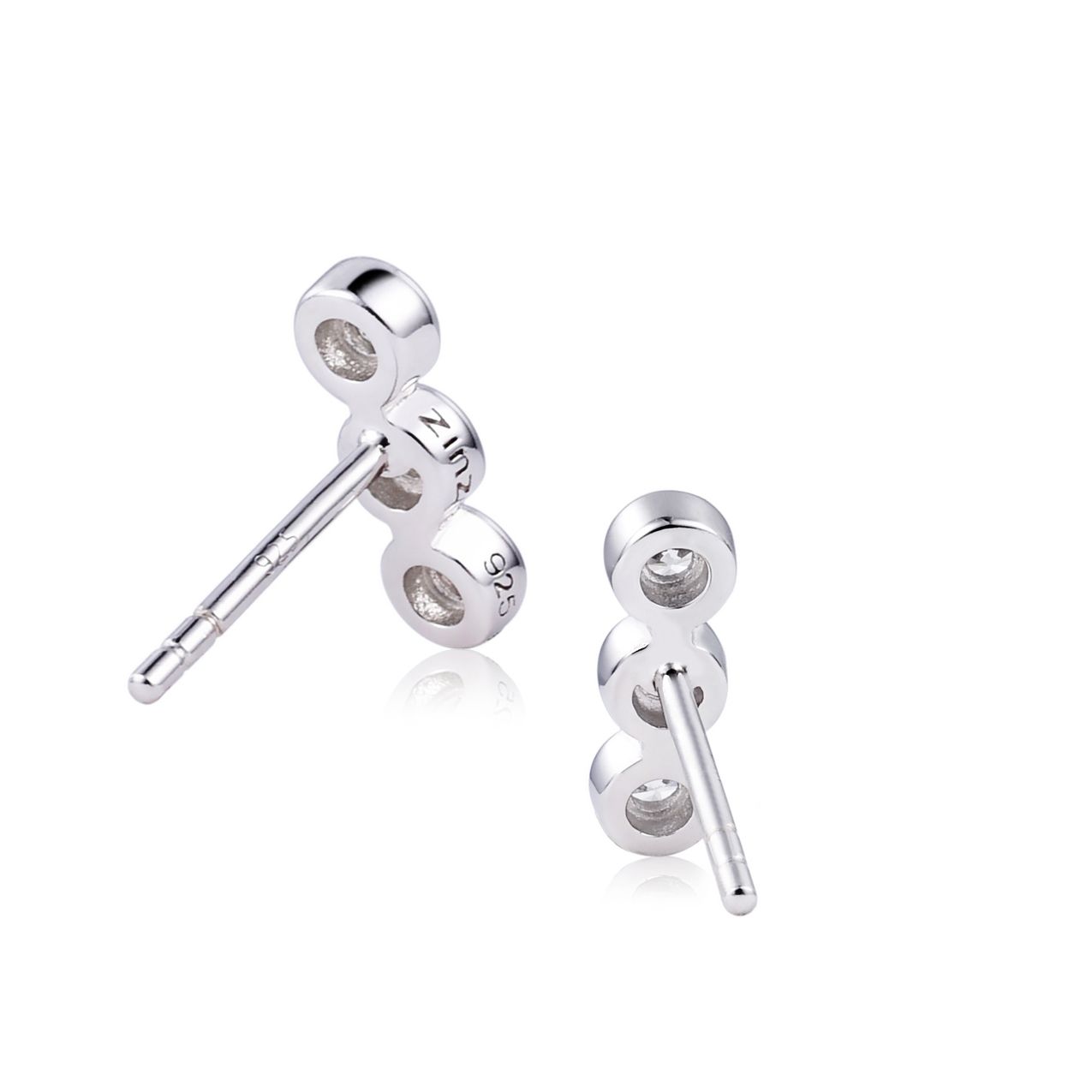 ZINZI silberne Ohrstecker 3x rund  weiß ZIO1443
