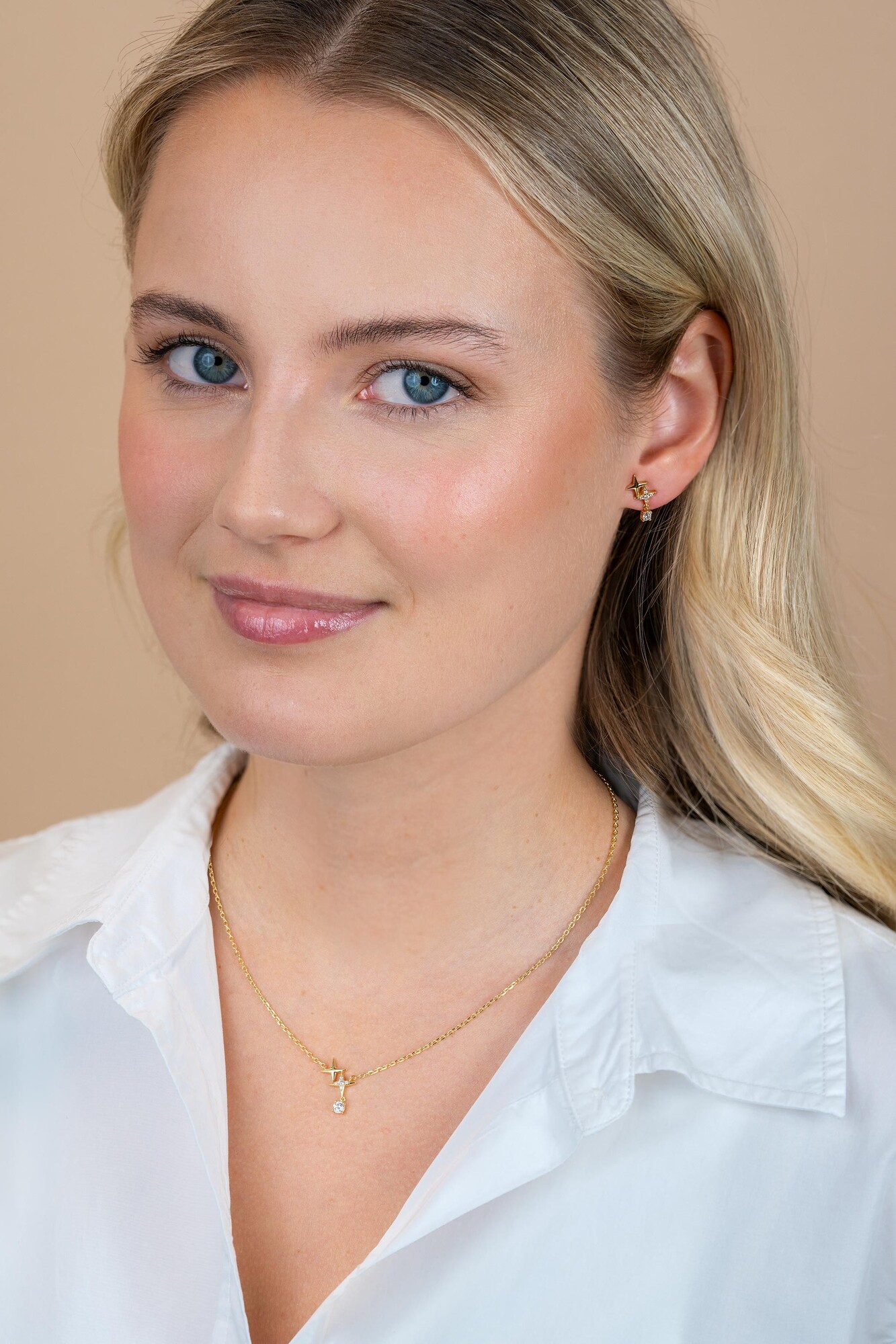 ZINZI zlv. gg.verg. oorstekers 2 sterren en zirconia's