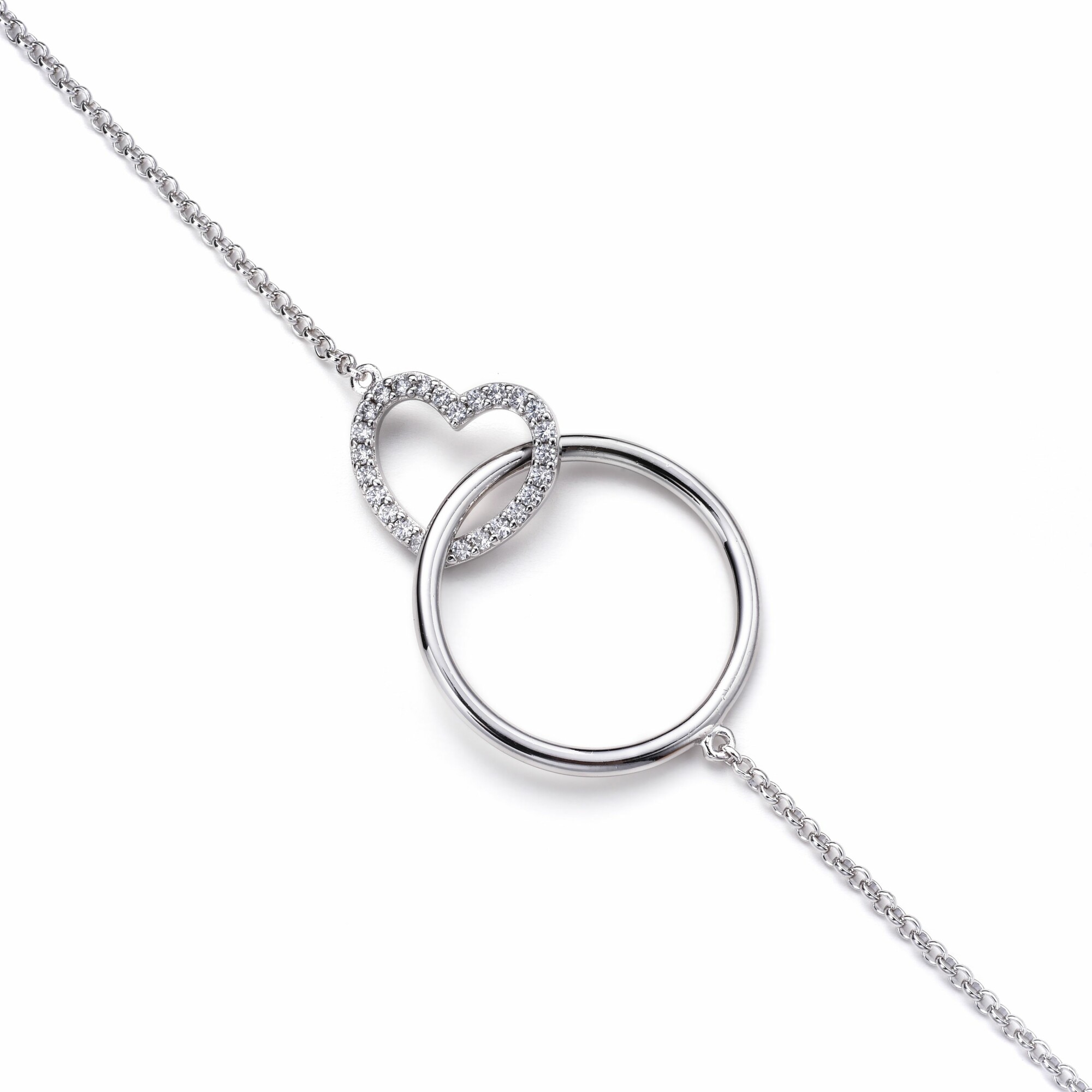 ZINZI silberne Kette Herz rund  weiß 45cm ZIC1483