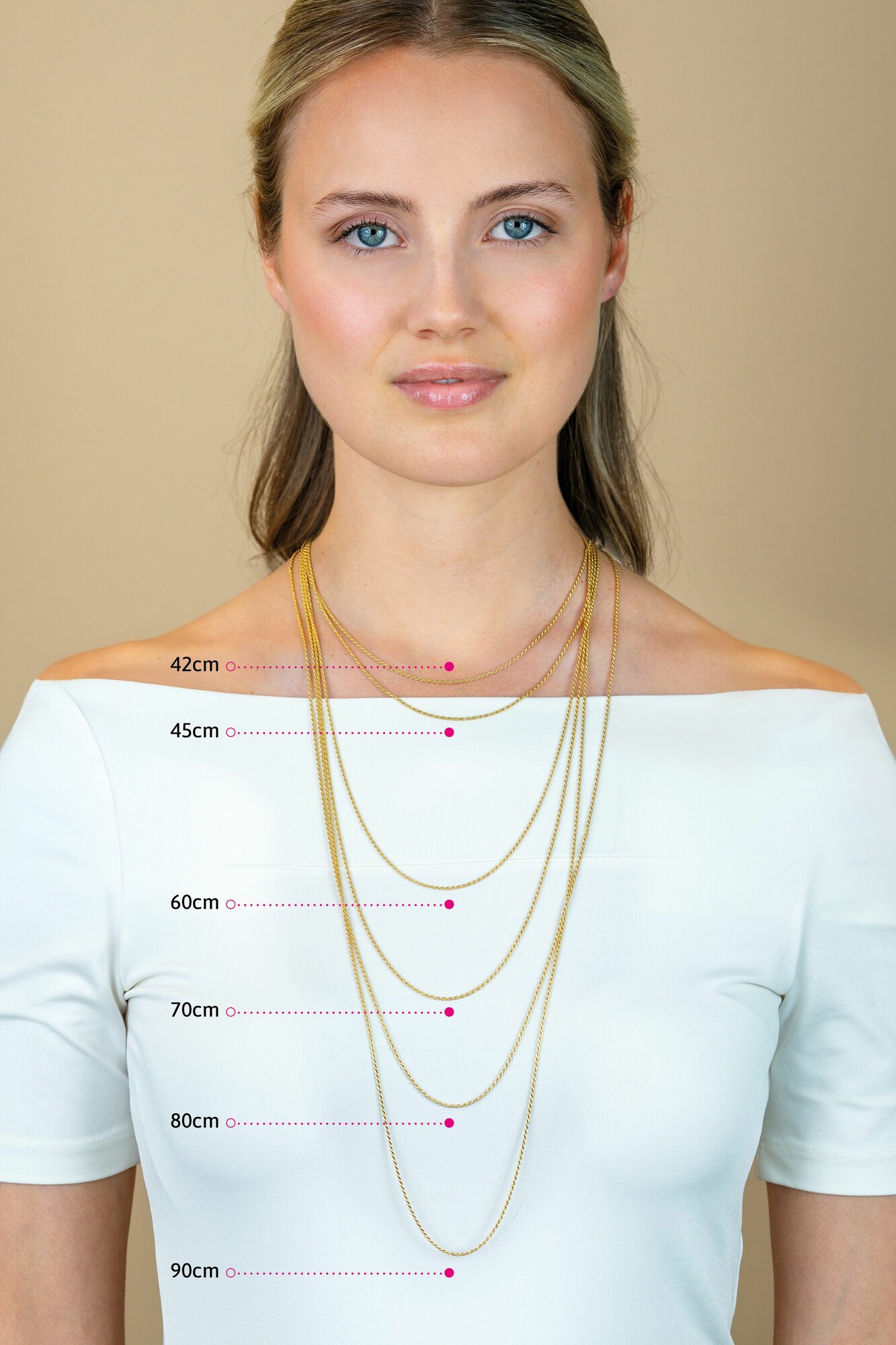 ZINZI silberne Anker Kette gelbvergoldet. Wählen Sie die Länge, die zu Ihnen pass: 42, 45, 60, 70, 80 oder 90cm. ZILC-AG