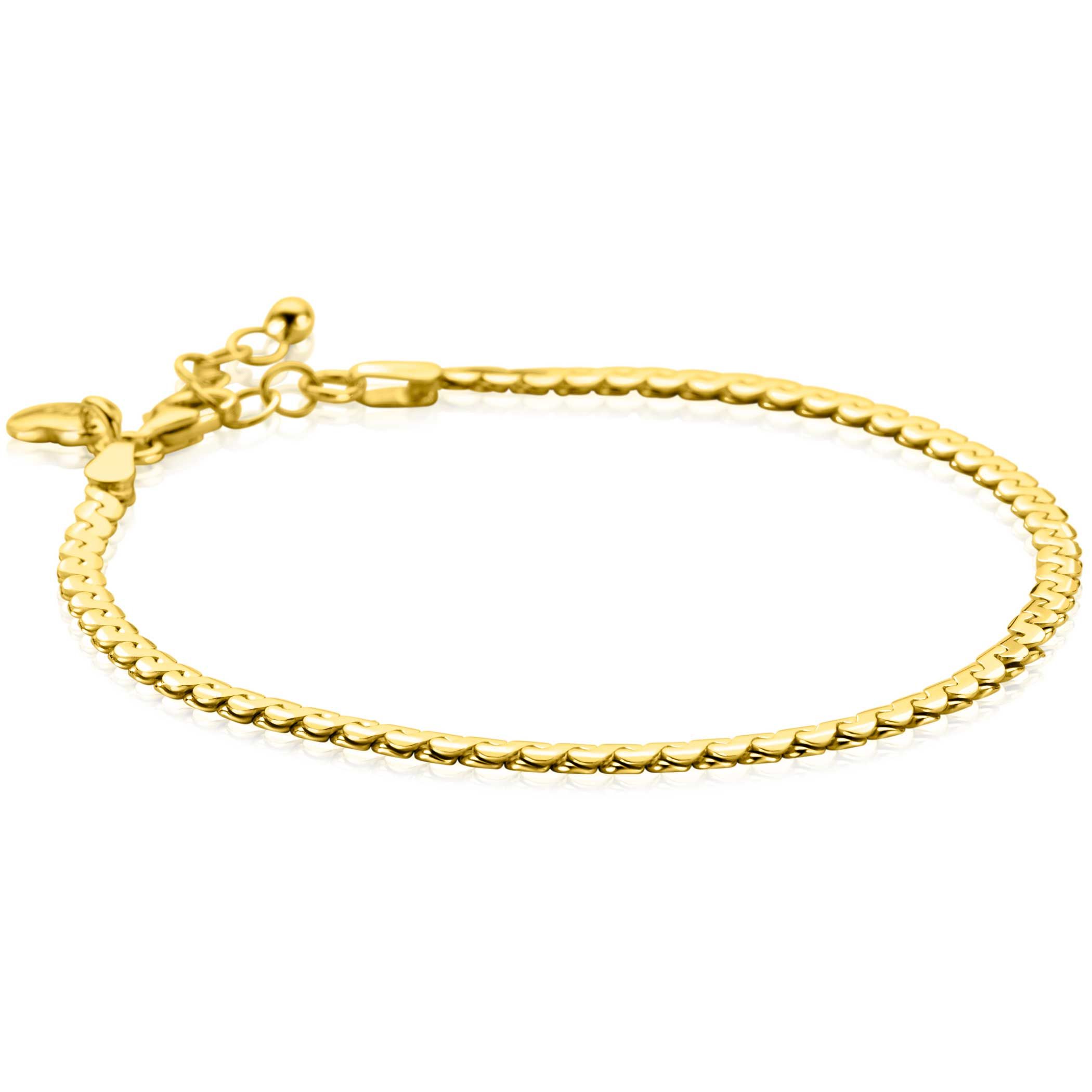 ZINZI vergoldetes Silberarmband mit Gliederkette, 3 mm breit, 18-21 cm ZIA2647G
