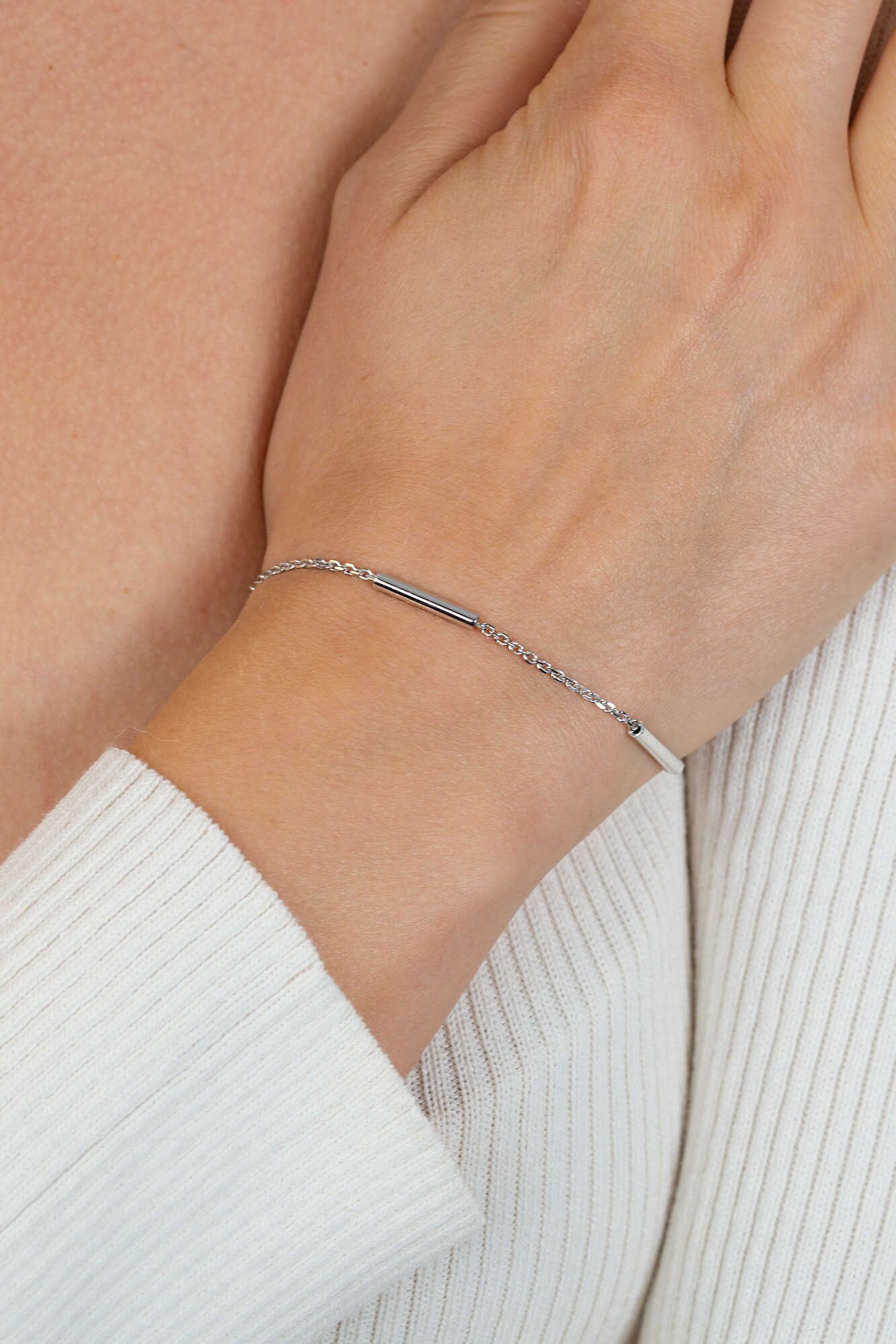 ZINZI zlv. armband anker met 3x staafje