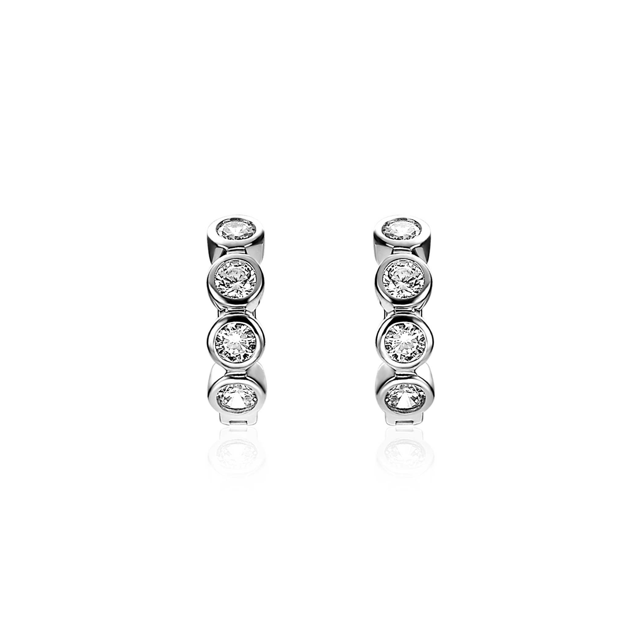 ZINZI silberne Ohrringe rund  weiß 15 x 4mm ZIO1838