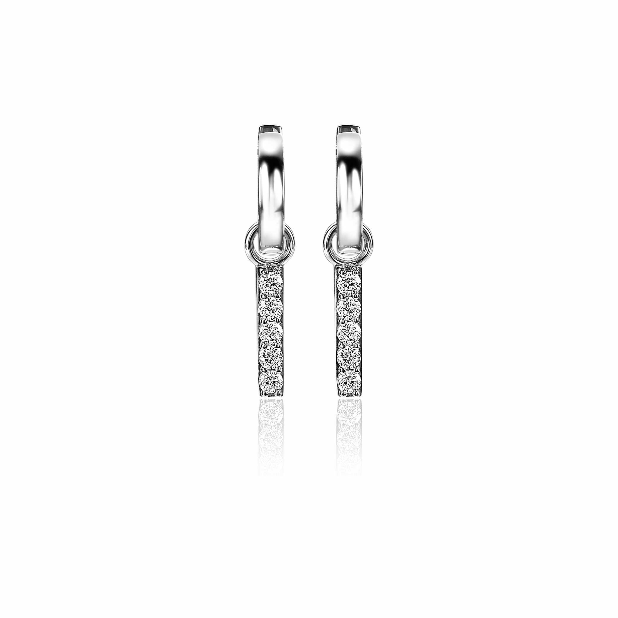 ZINZI silberne Ohrhänger 21,5mm Stab Zirkonia ZICH2142