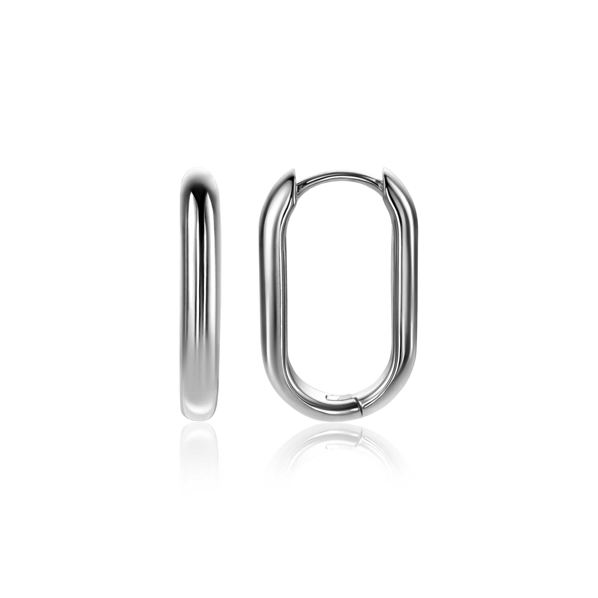 20mm ZINZI Silber Creolen in ovaler Form mit runder Röhre 3mm breit ZIO2605