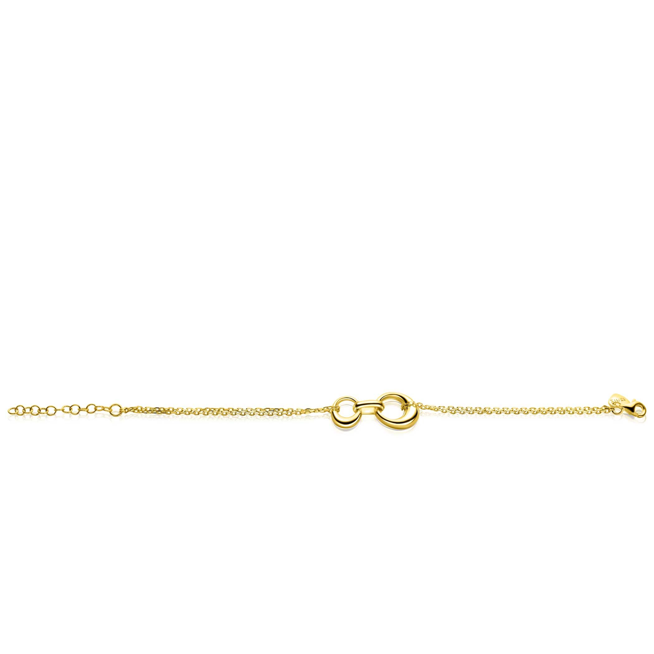 ZINZI vergoldetes Silber Multi-Look-Armband mit drei miteinander verbundenen organischen Formen, 17-20 cm ZIA2671