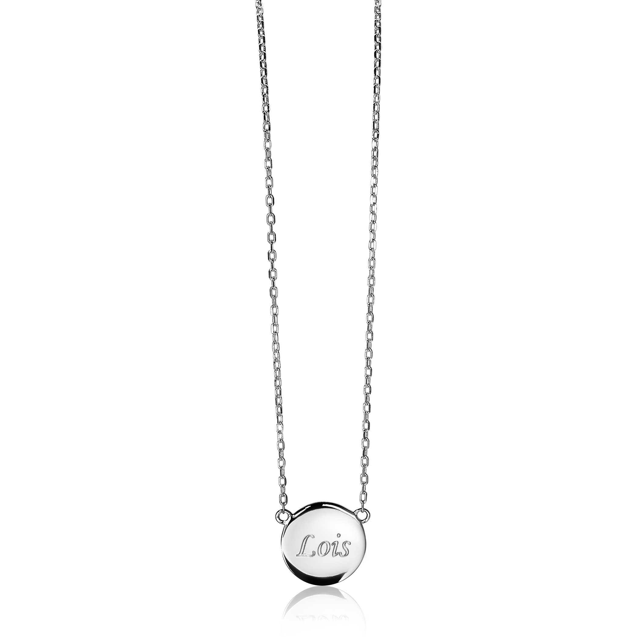 ZINZI zlv. collier met rond plaatje 11mm 42/45cm