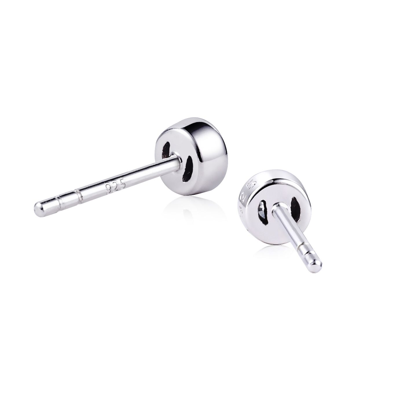Zinzi silberne Ohrstecker rund 4mm  weiß ZIO1177