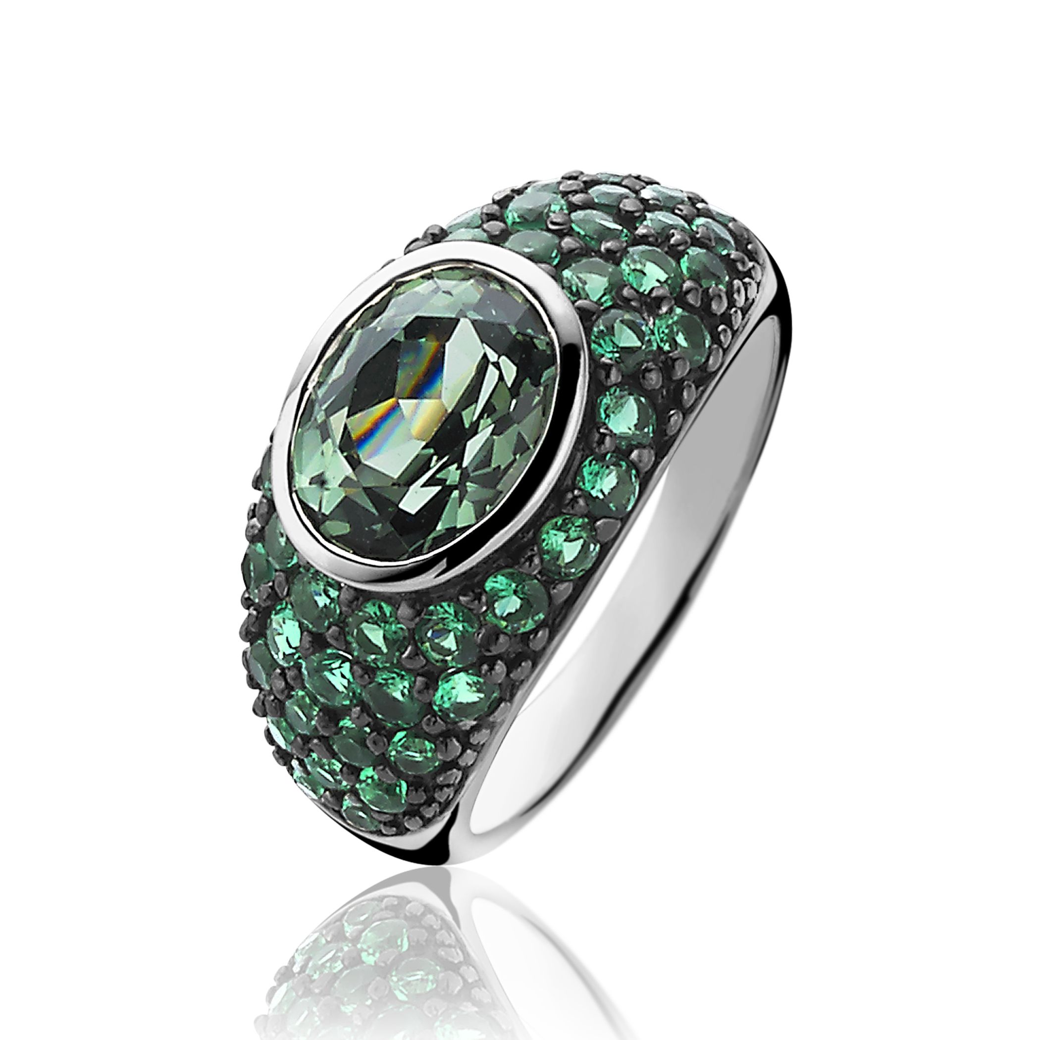 ZINZI silberner Ring grün ZIR1045G