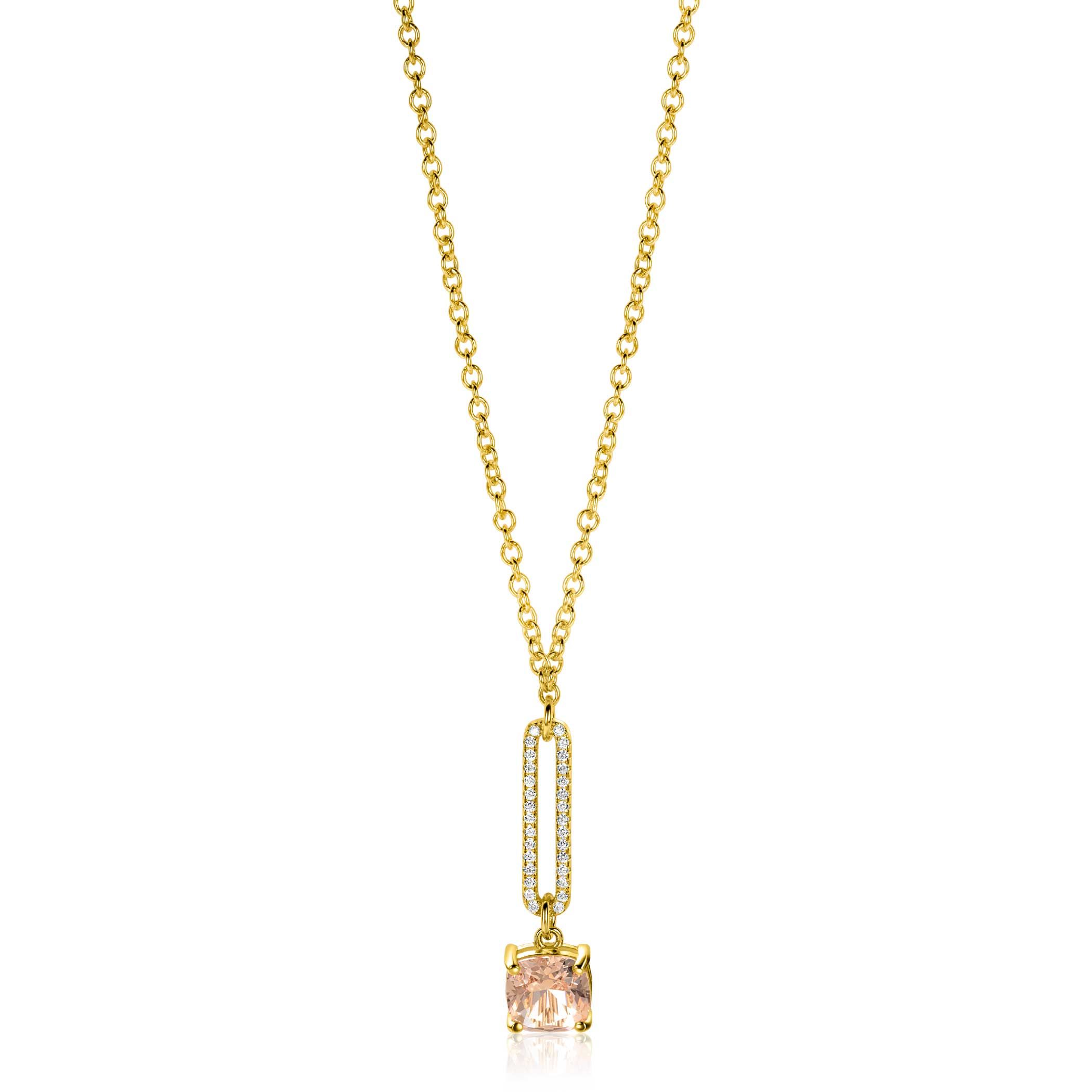 ZINZI zlv. collier gg.verg. hanger ovaal zric./champVK