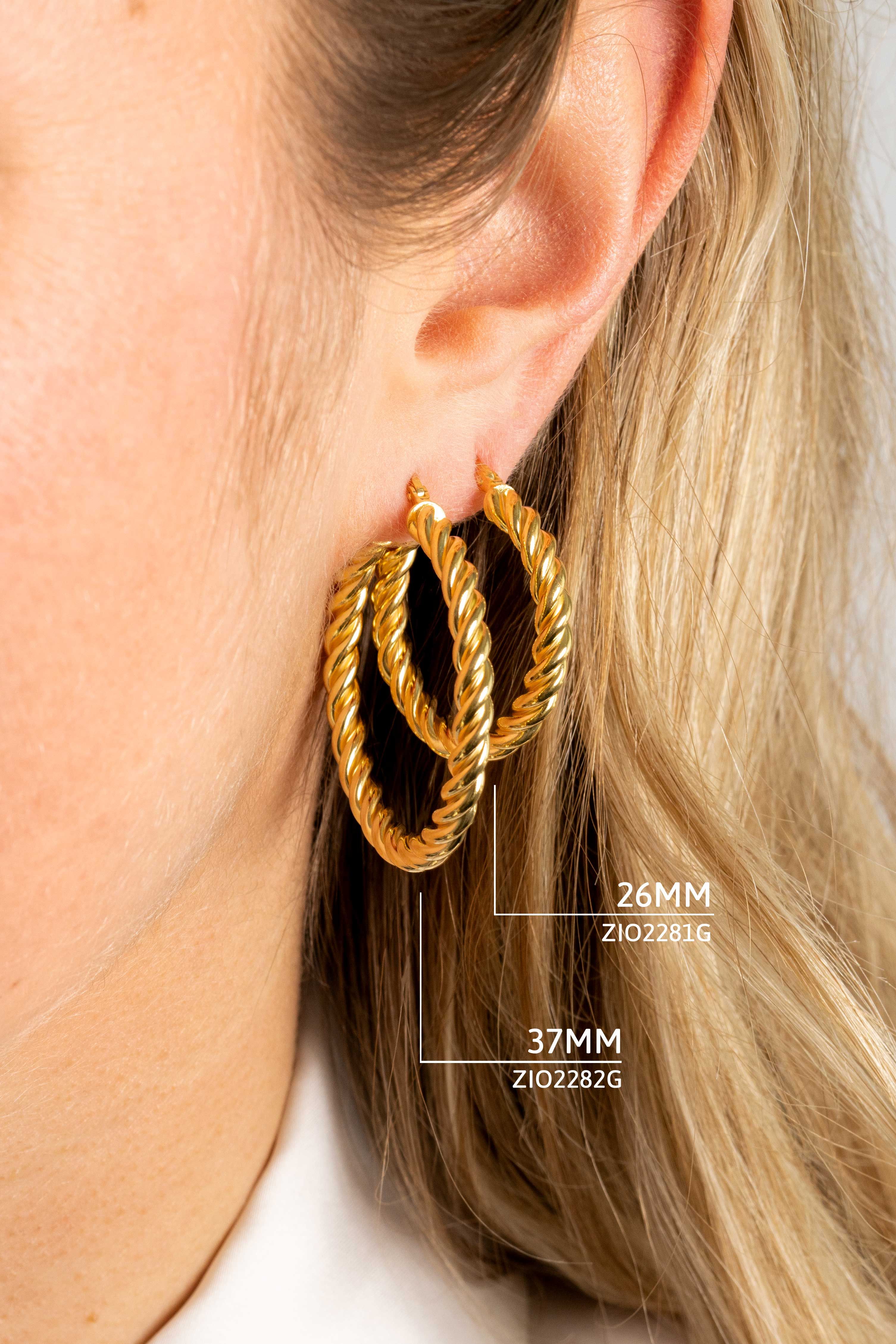 ZINZI zlv. oorringen geel verguld grdraaid 27x4mm