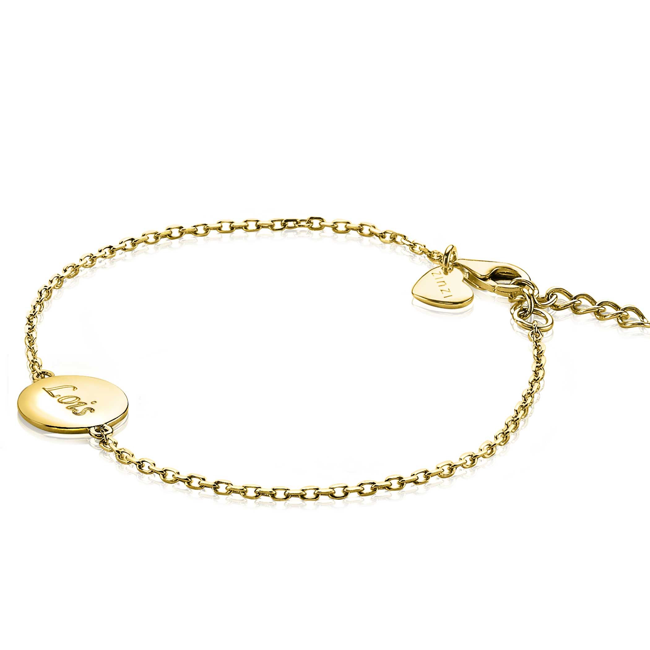 ZINZI zlv. armband gg.verg. met rond plaatje 11mm