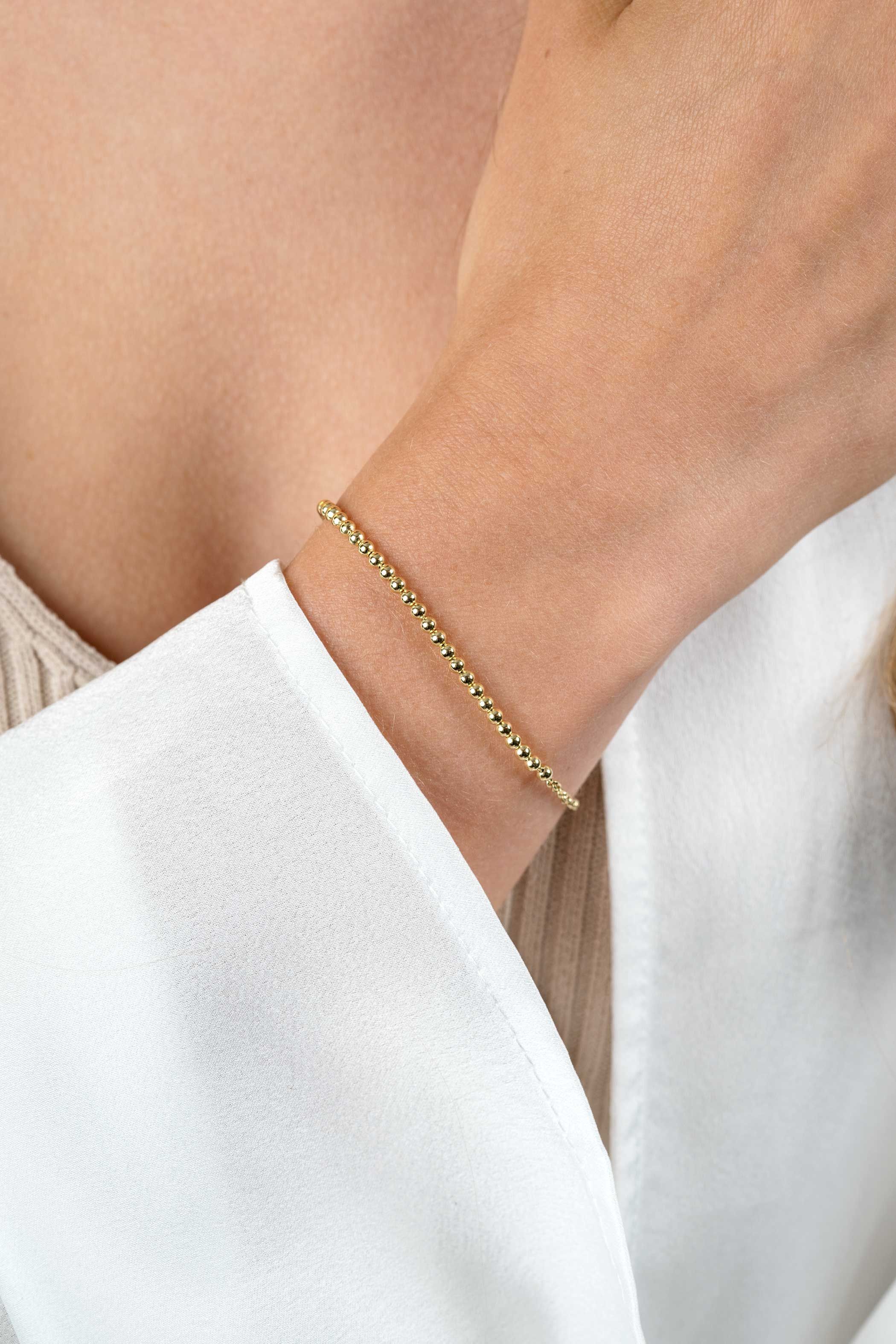 ZINZI vergoldetes Silberarmband mit Jasseron-Kugeln (2,5 mm breit) in der Mitte, 16-19 cm ZIA2640G