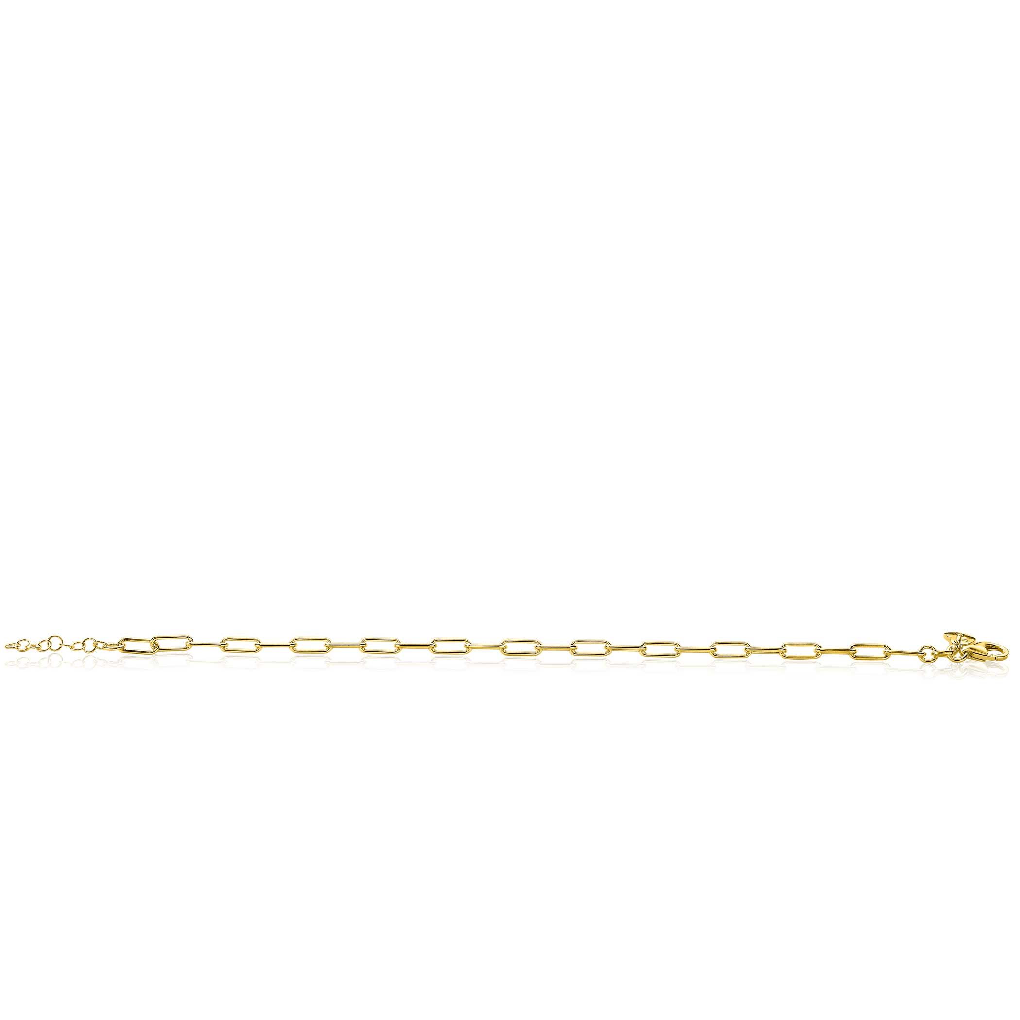 ZINZI silbernes paperclip Glieder Armband 14K gelb vergoldet 3,5mm breit ZIA2202G