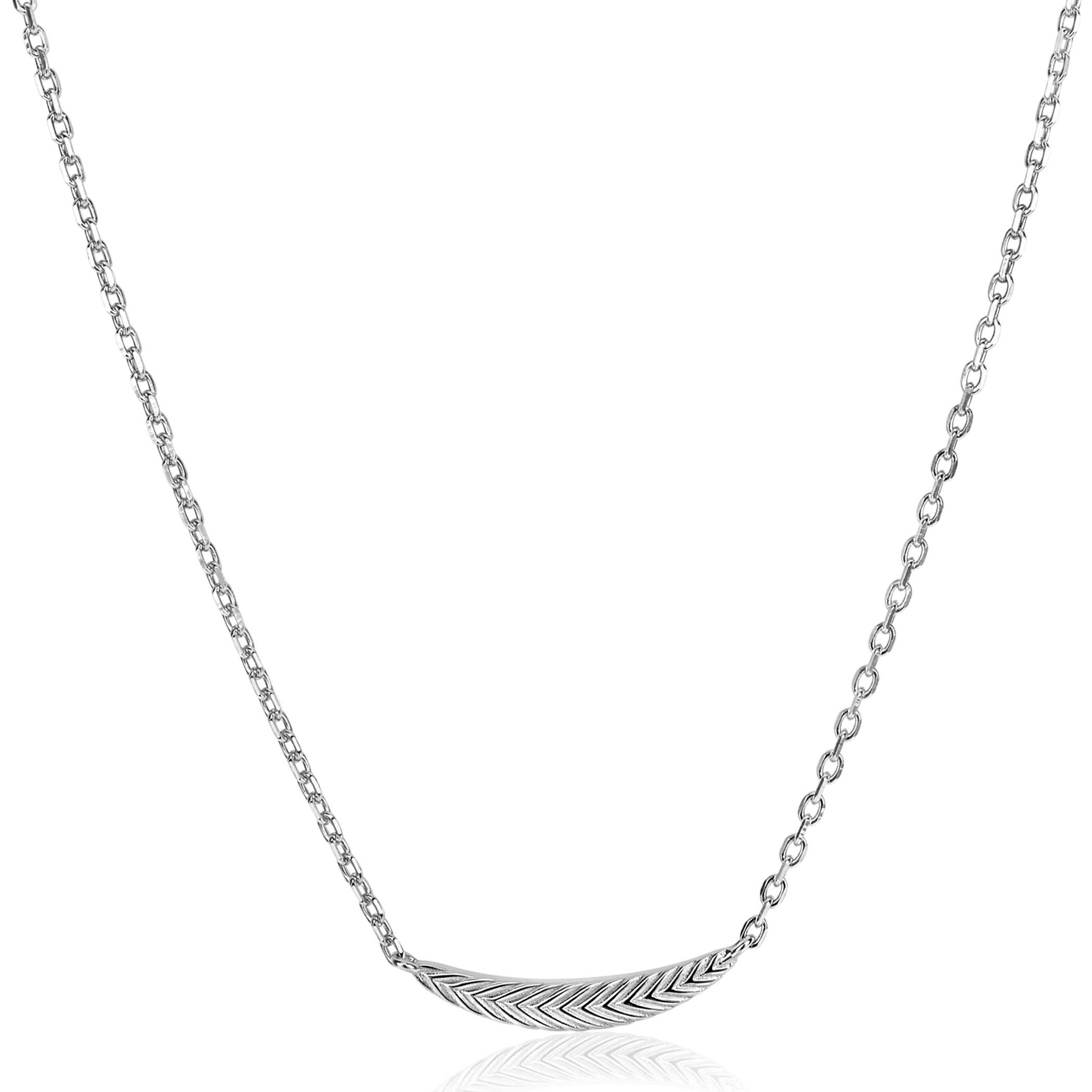 ZINZI silberne Gliederkette mit großer Feder. Die Feder symbolisiert das Ausbreiten deiner Flügel und Freiheit. 40-45cm ZIC2644