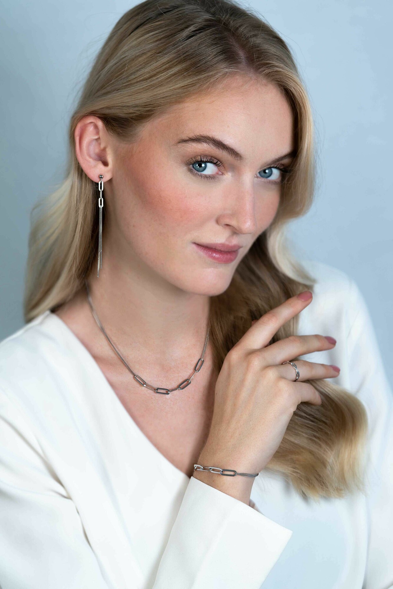 ZINZI silbernes Armband doppelte Kette mit Paperclip Gliedern ZIA2262