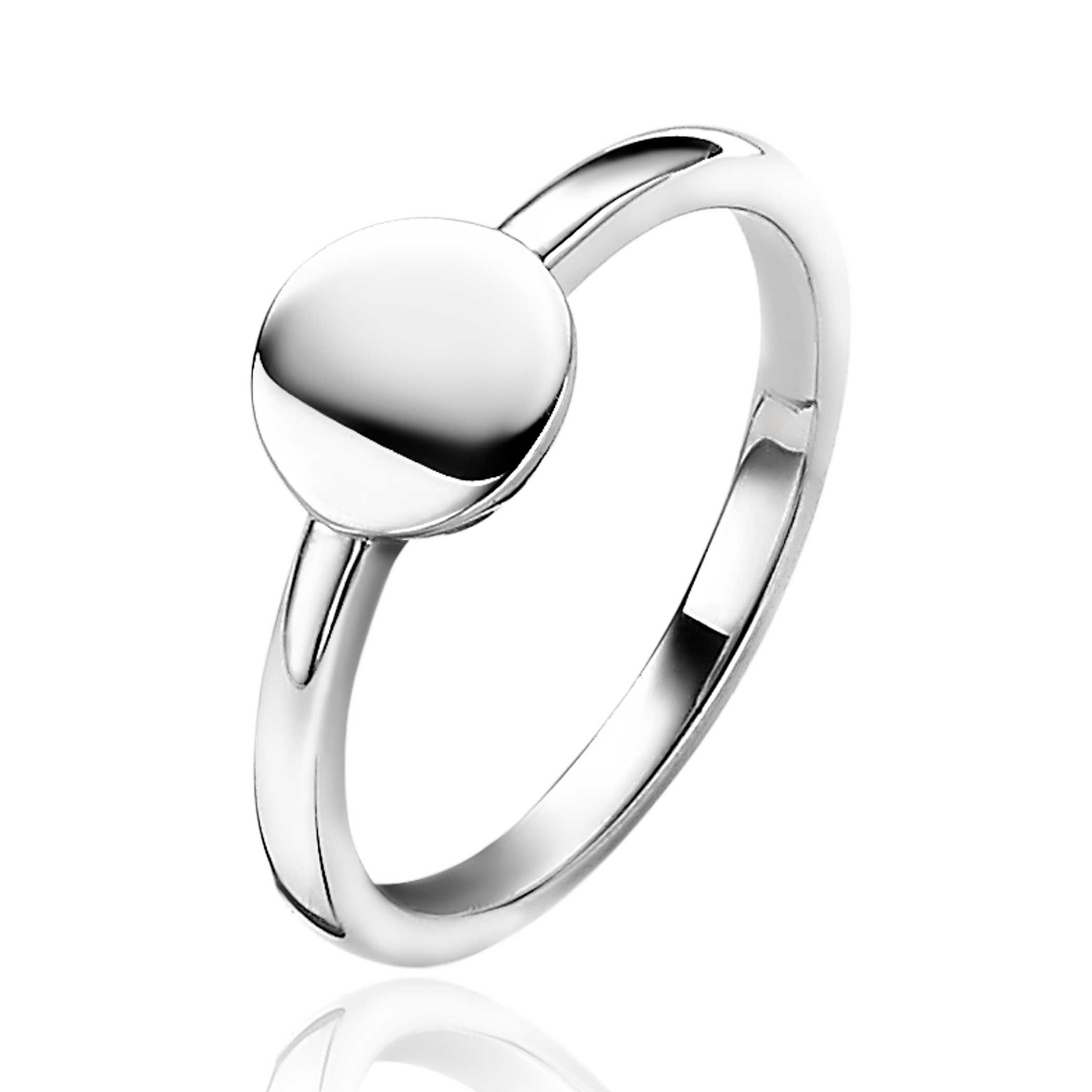 ZINZI silberner Ring runde glänzende Platte 8mm ZIR2220