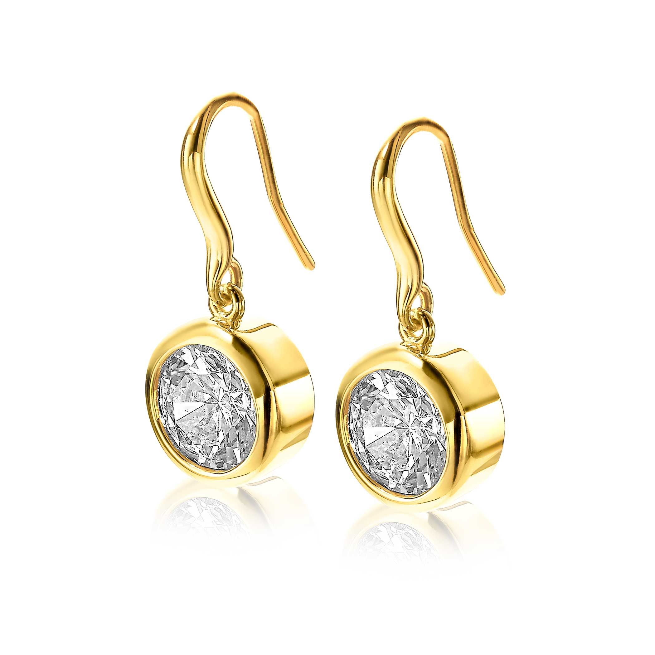ZINZI silberne Ohrhänger gelbvergoldet  weiße Zirkonia 11mm ZIO2