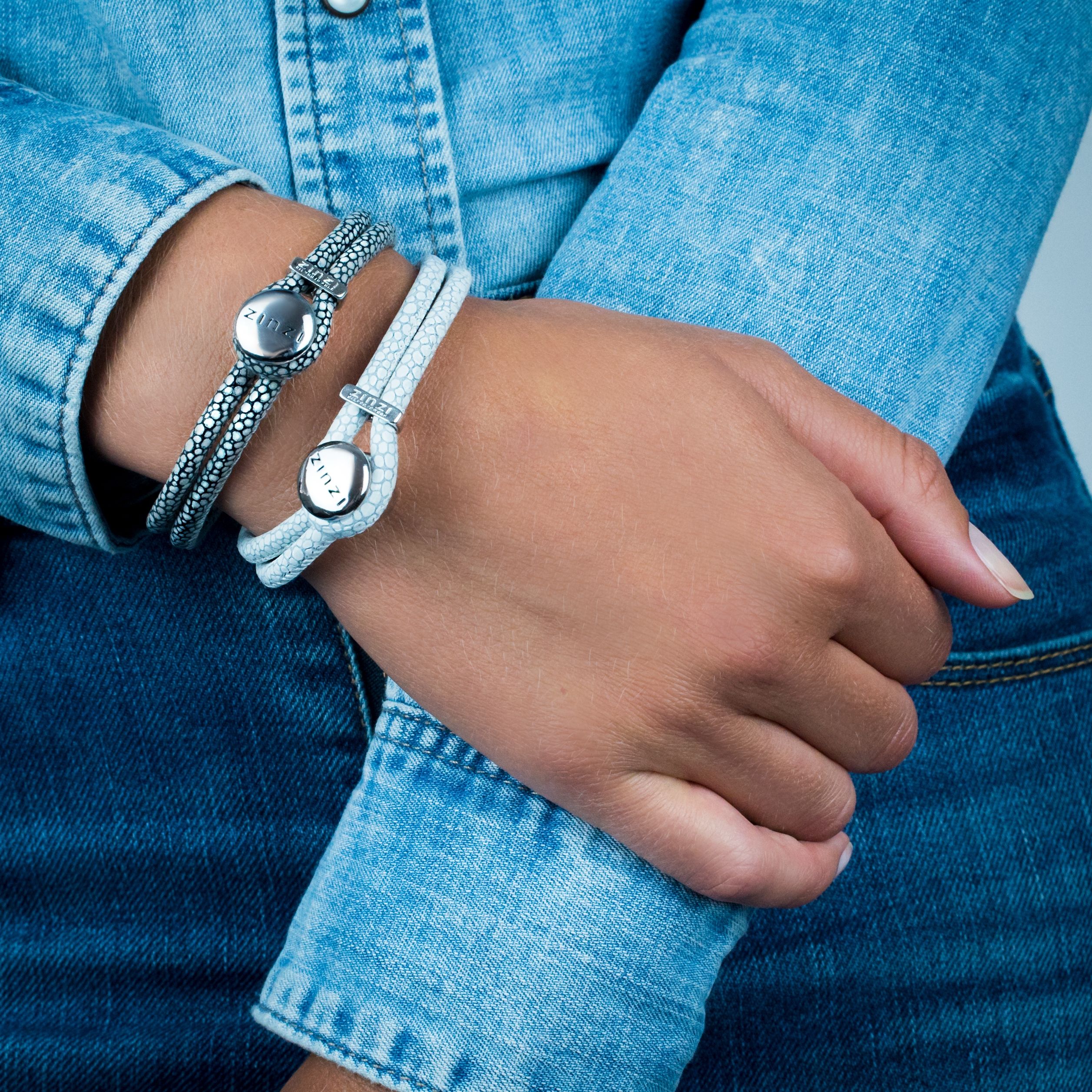 ZINZI lederen armband roggenprint