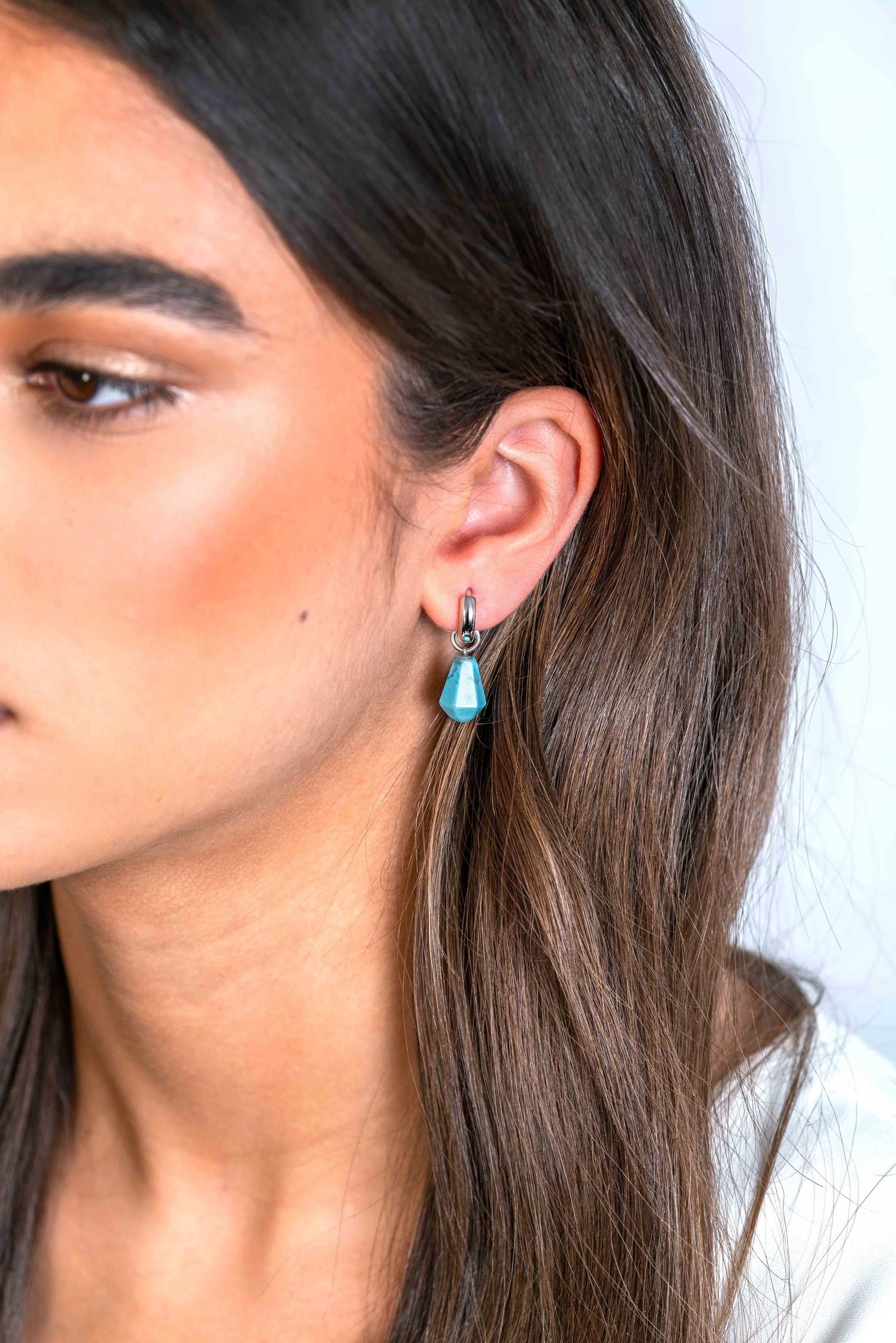 ZINZI zlv. creoolhangers pegel turquoise zlv.oog
