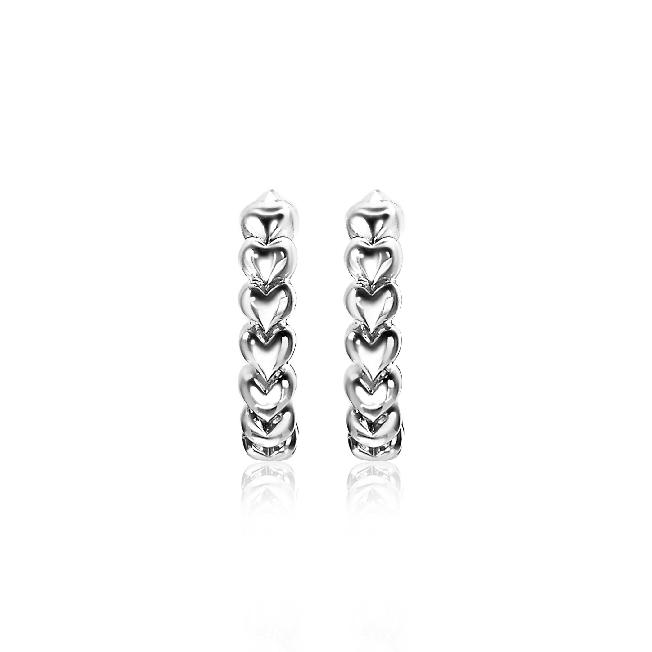 ZINZI silberne Ohrringe 15x3mm mit Herzen ZIO1798
