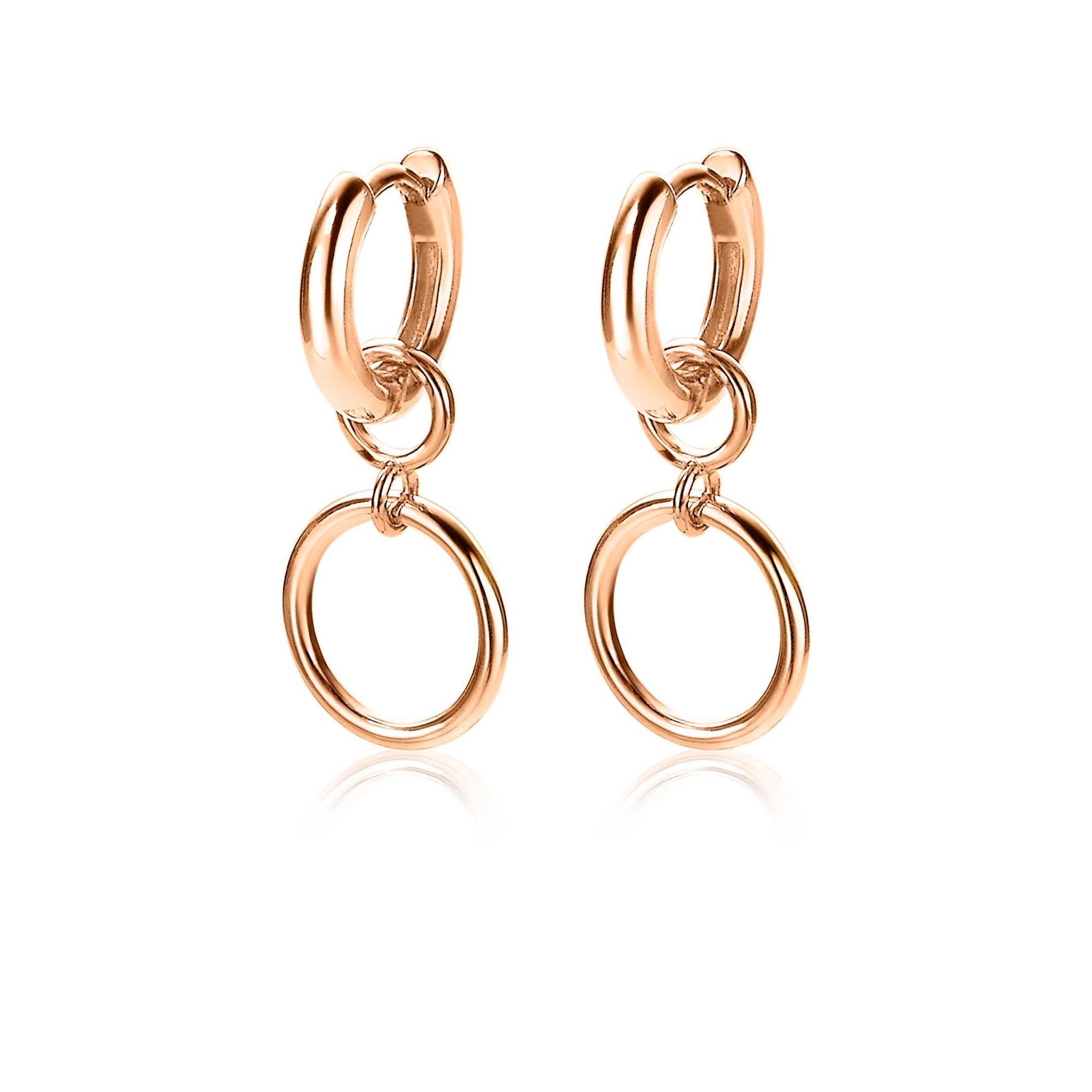 ZINZI silberne Ohrhänger rosé vergoldet offen rund 11mm ZICH1748R