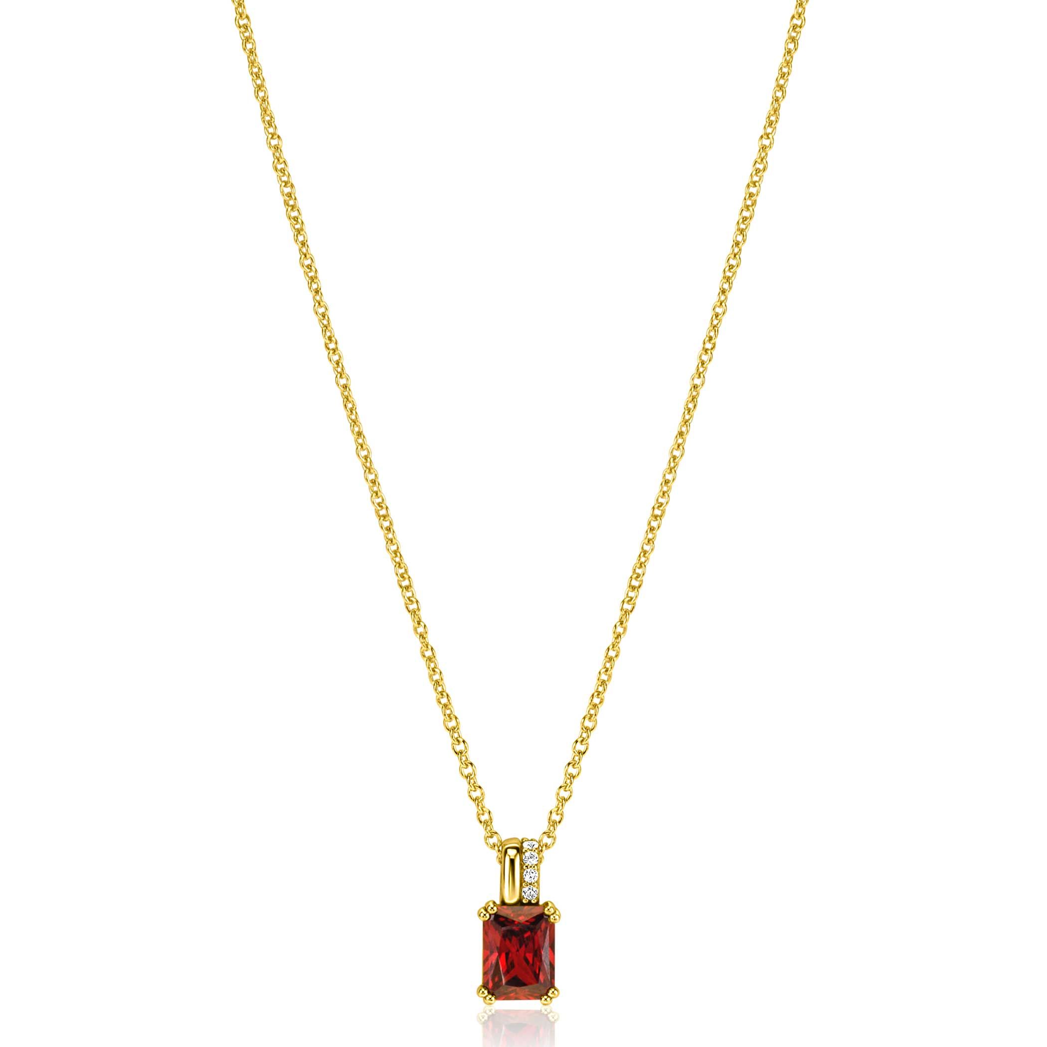 ZINZI zlv. hanger gg.verg. rechthoek rood en zirc.