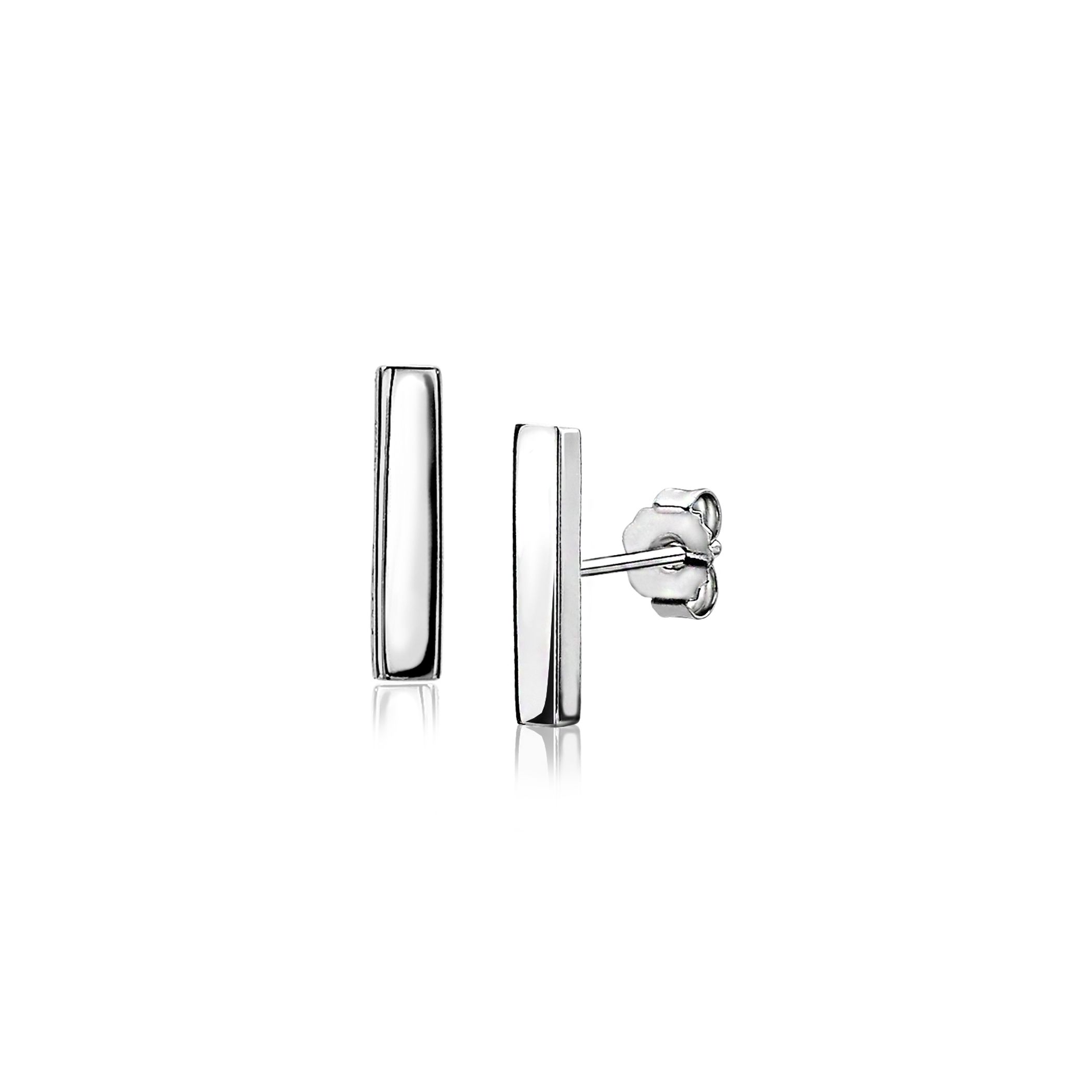 ZINZI silberne Ohrstecker glatt Stab 12mm ZIO1384