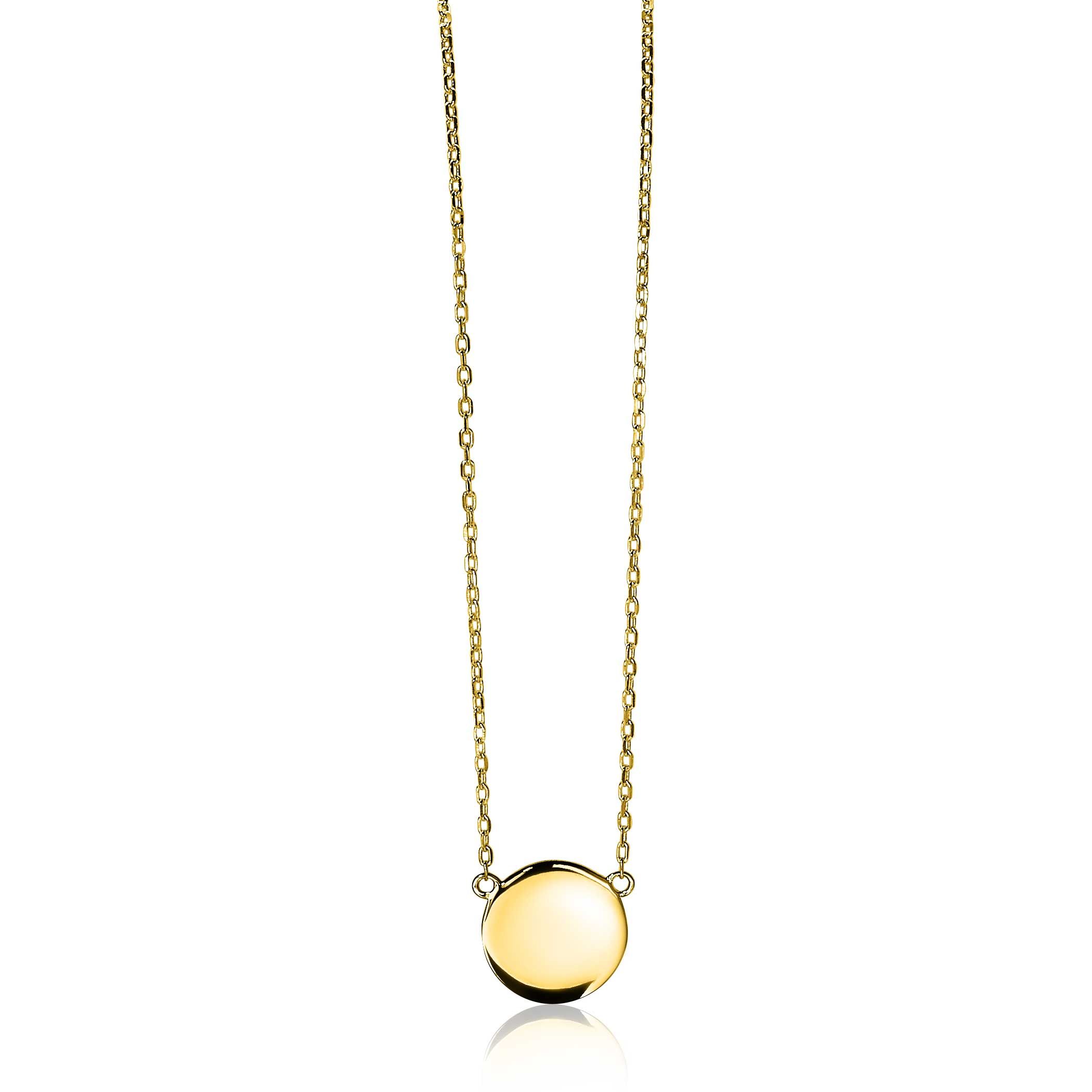 ZINZI zlv. collier gg.verg. rond plaatje 11mm 42/45cm