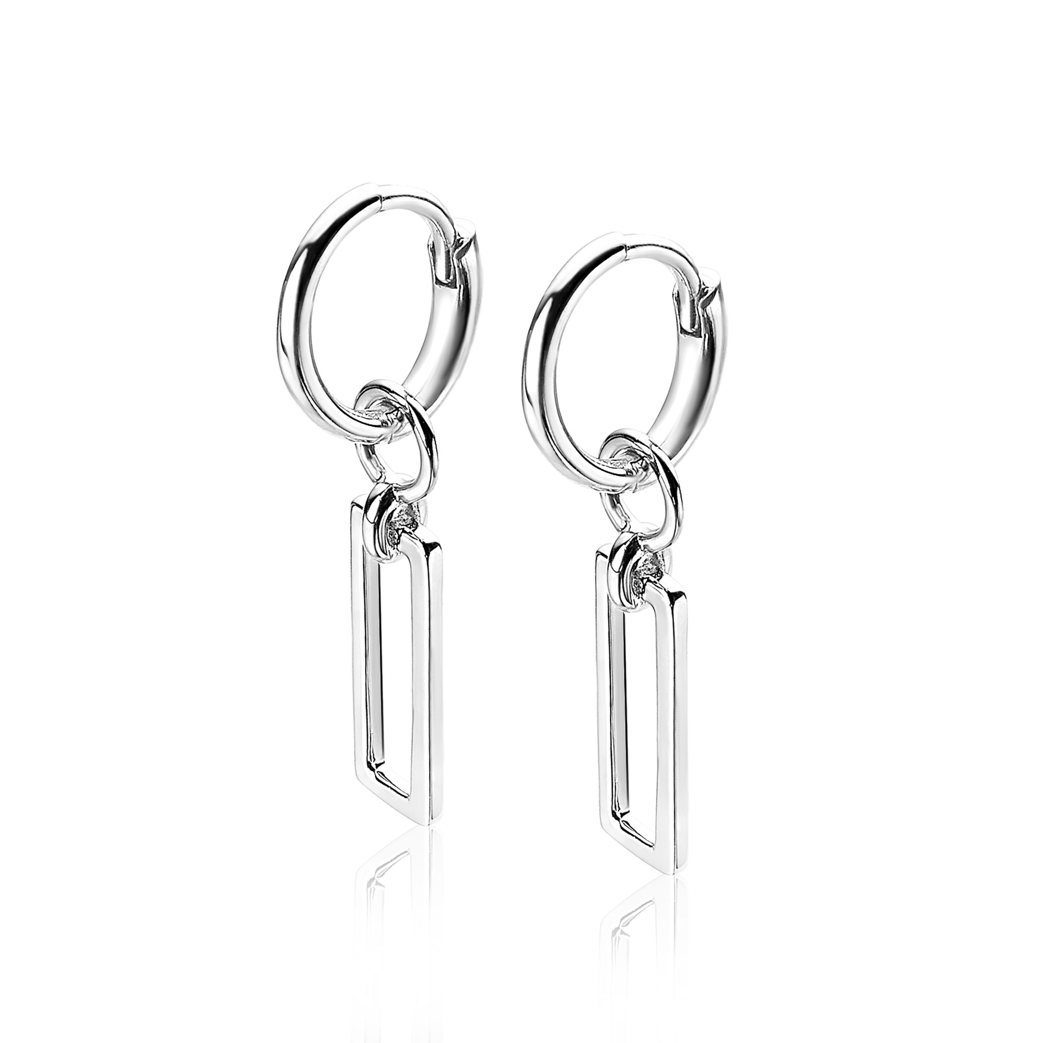 ZINZI silberne Ohrhänger offen Rechteck 14mm ZICH1692