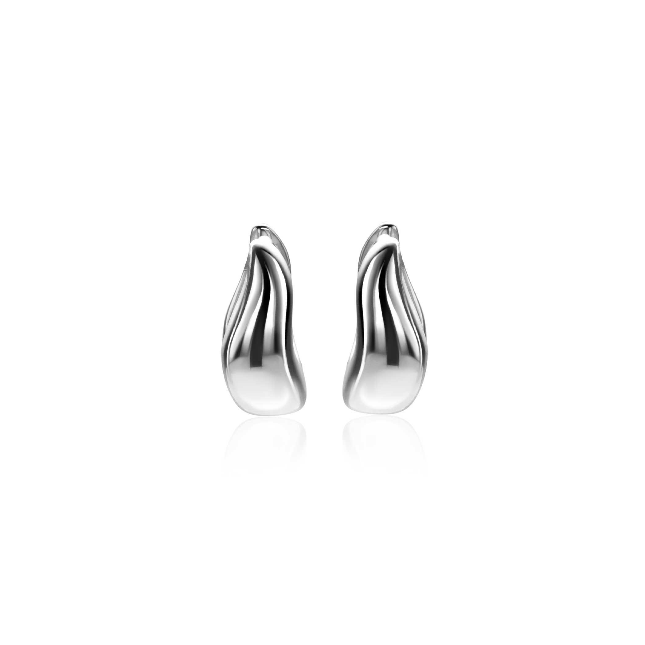 13mm ZINZI Silber Creolen organisch geformt 5,5mm breit mit Luxus-Schnappverschluss ZIO2608