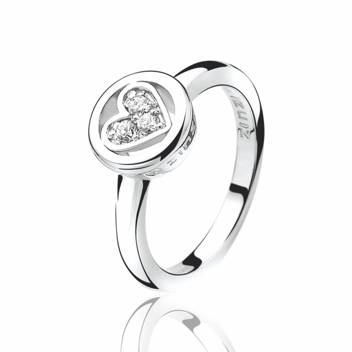 ZINZI silberner Ring Herz weiß LOVER3