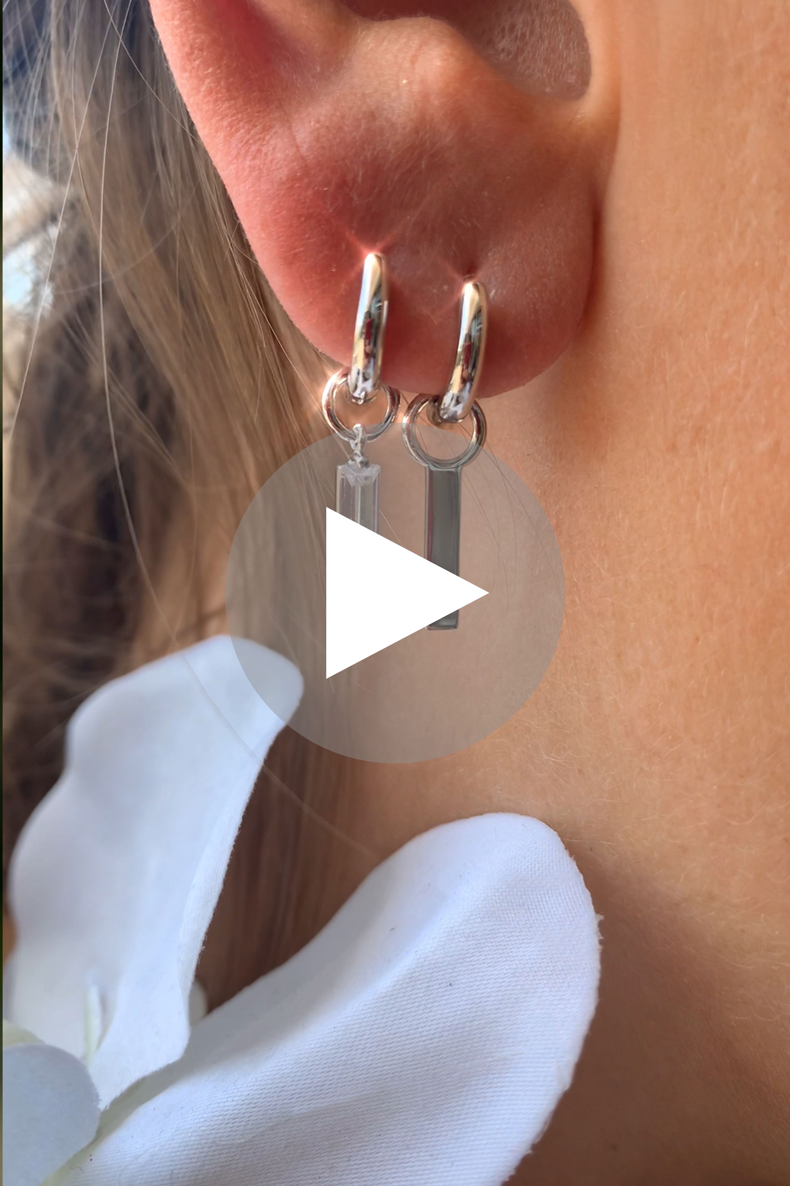 ZINZI silberne Ohrhänger 15mm Rechteck  weiß ZICH2056