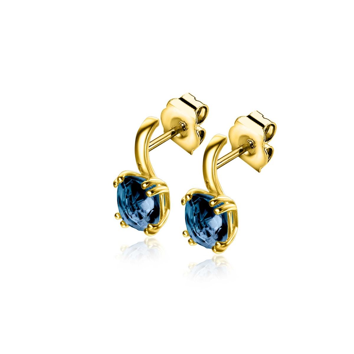 13mm ZINZI Gold 14kt goldene Schmuckstücke mit quadratischem Farbstein in 6,5mm, besetzt mit London-Topas ZGO537