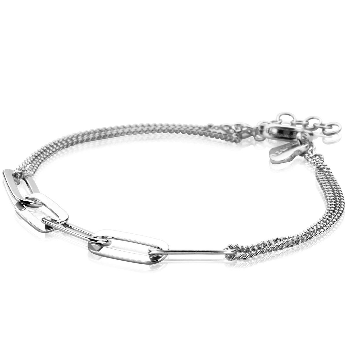 ZINZI silbernes Armband doppelte Kette mit Paperclip Gliedern ZIA2262